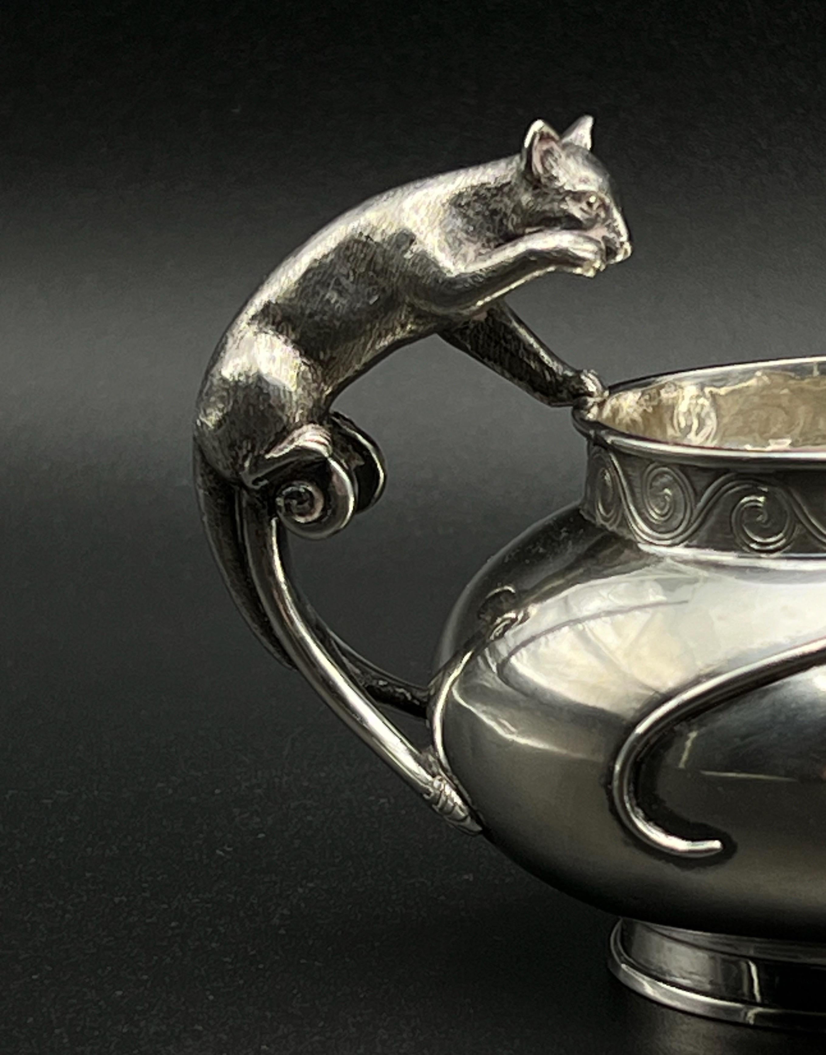 Barattolo per Sauce in argento con manico CAT del 1800 di DRAGSTED per Simon Groth, Danimarca in vendita 1
