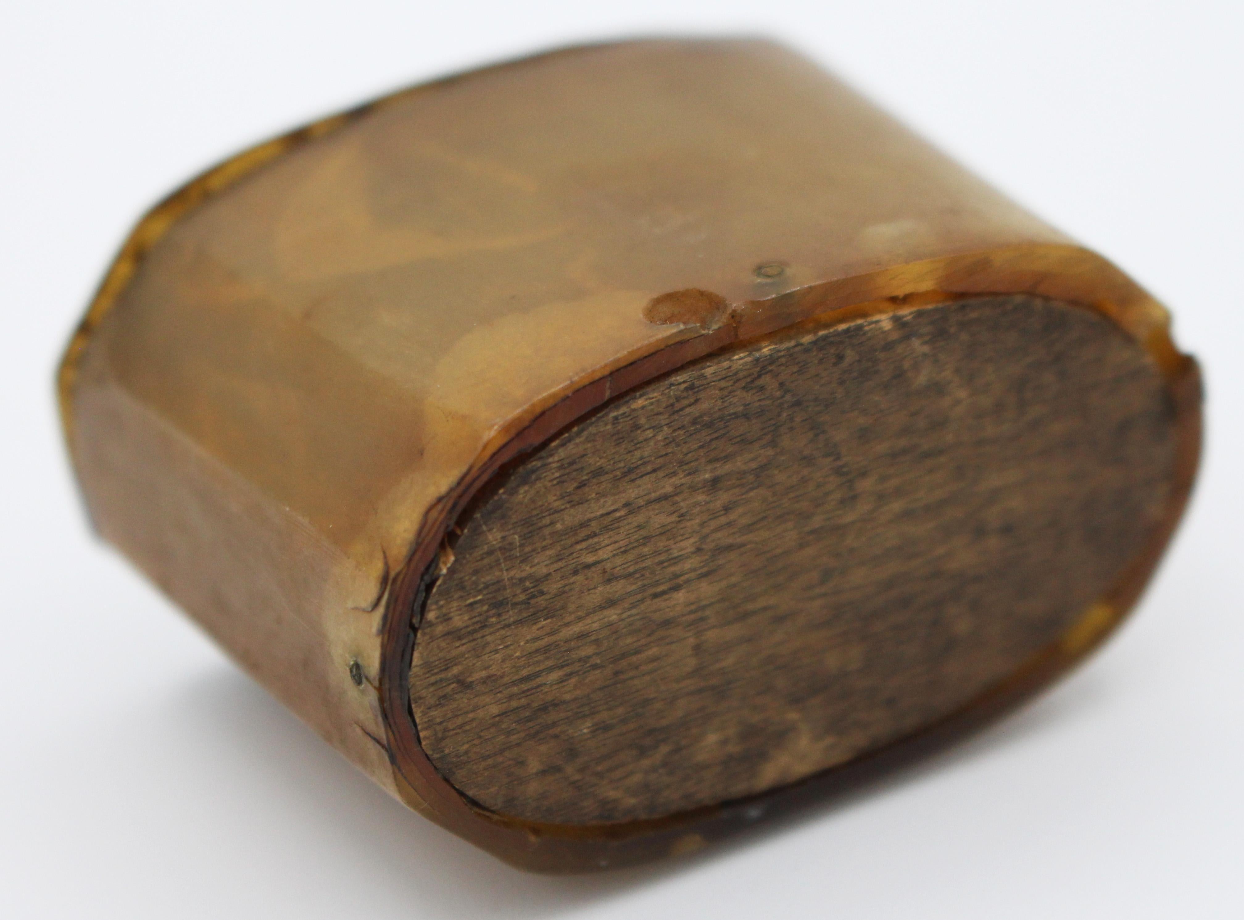 19th Century 1800s Snuff Box of Ram's Horn and Wood For Sale