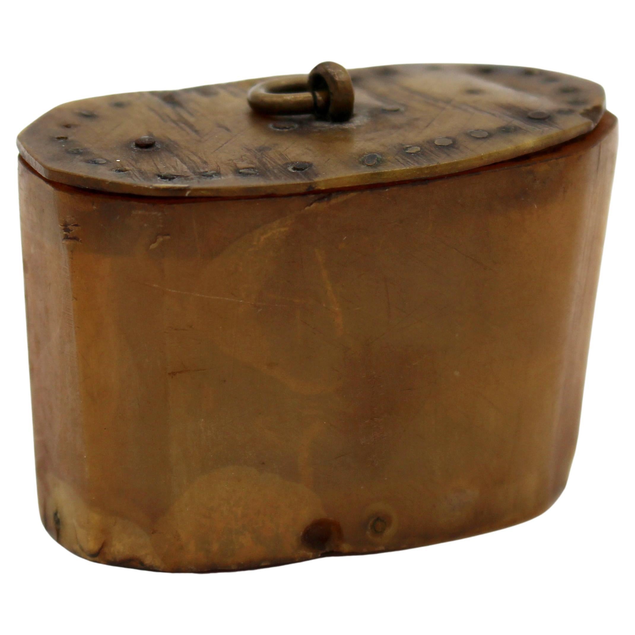Caja de rapé de cuerno de carnero y madera de 1800