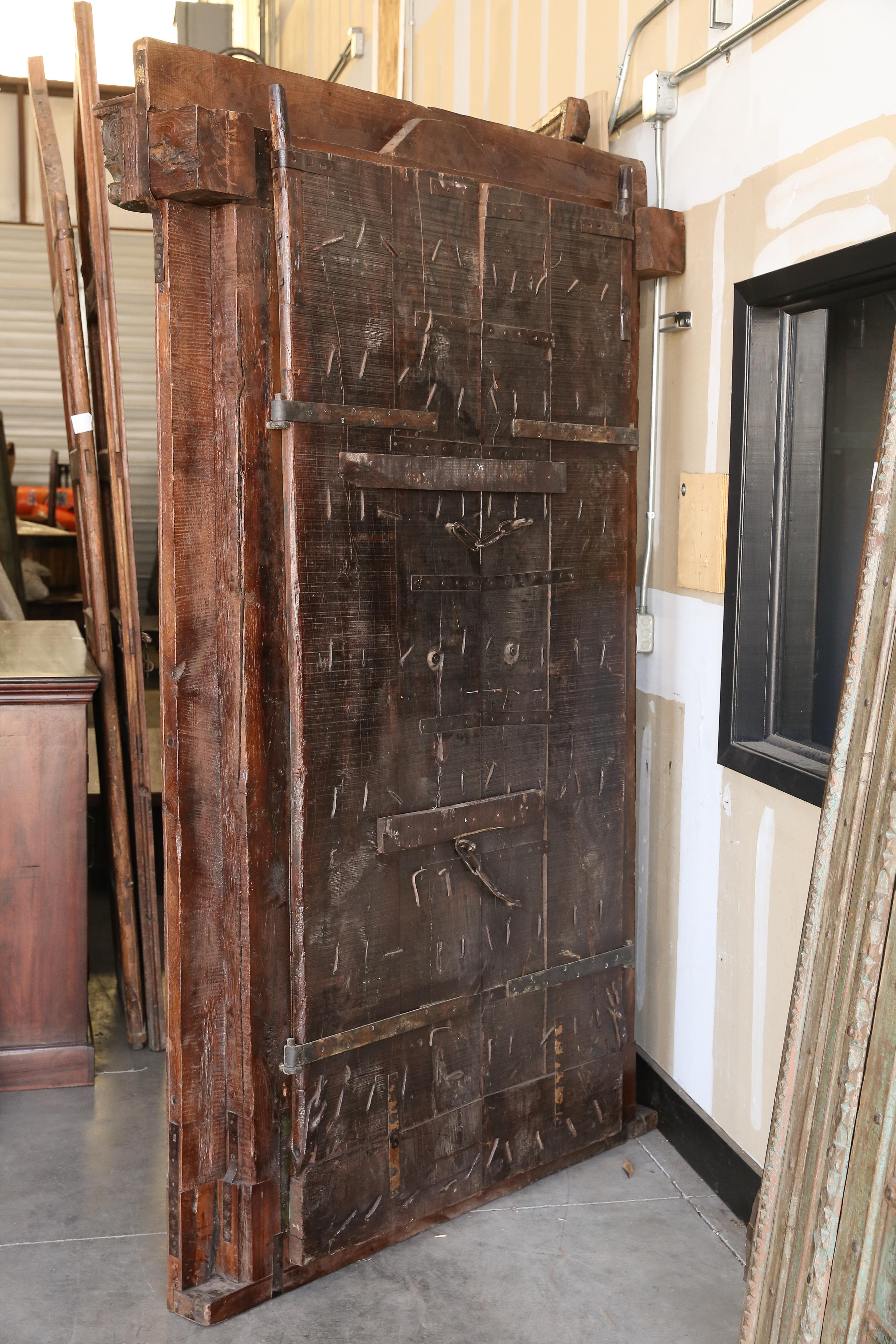 1800s Solid Teak Wood Meticulously Handcrafted Temple Entry Doors 2