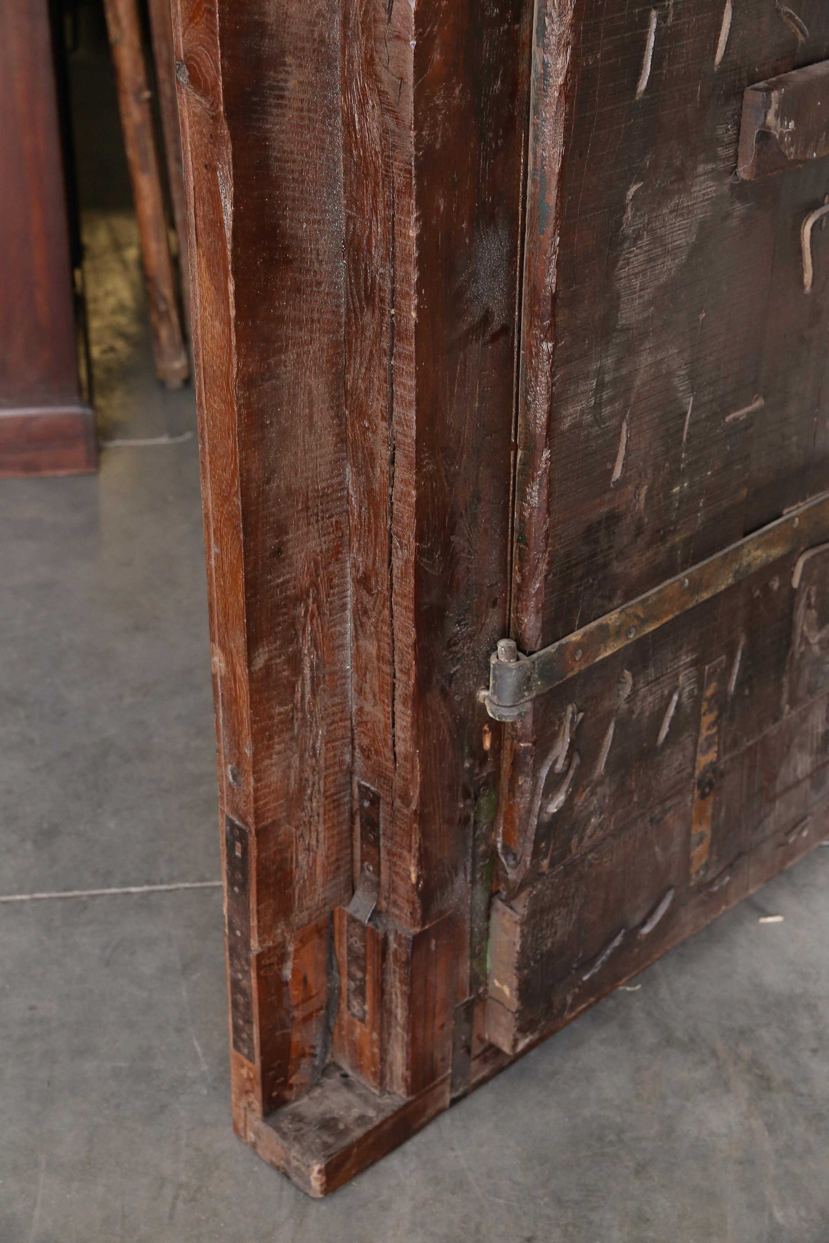 1800s Solid Teak Wood Meticulously Handcrafted Temple Entry Doors 4