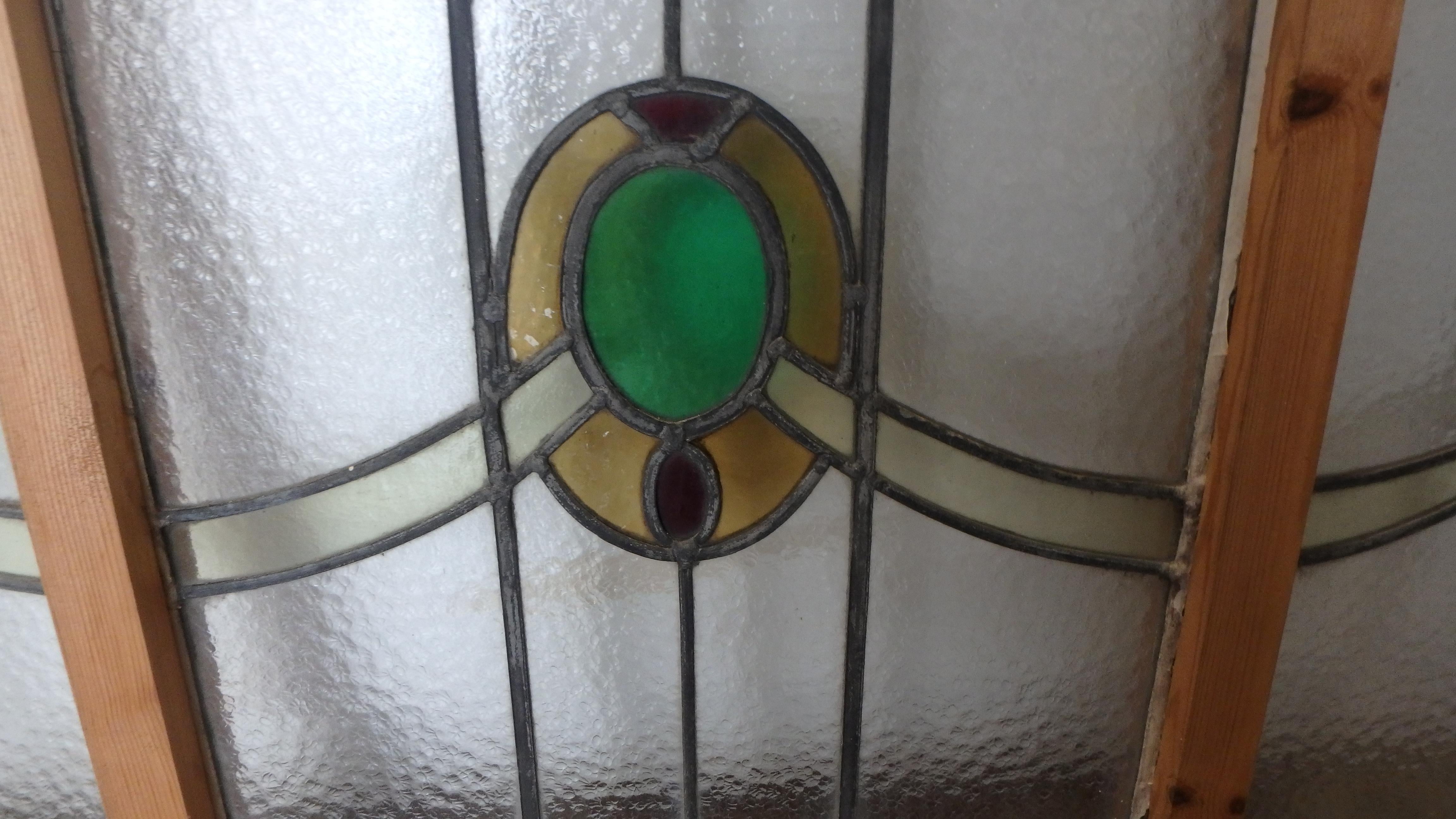 3 paine stained glass window. Set in new frame. Glass is from late 1800s period.