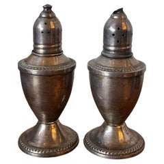 1800's Sterling Silver Salt Pepper Shakers with Glass Inserts Weighted
