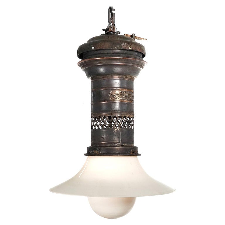 1800s Thomson Enclosed Arc Lamp, Wired for Standard Bulb at 1stDibs