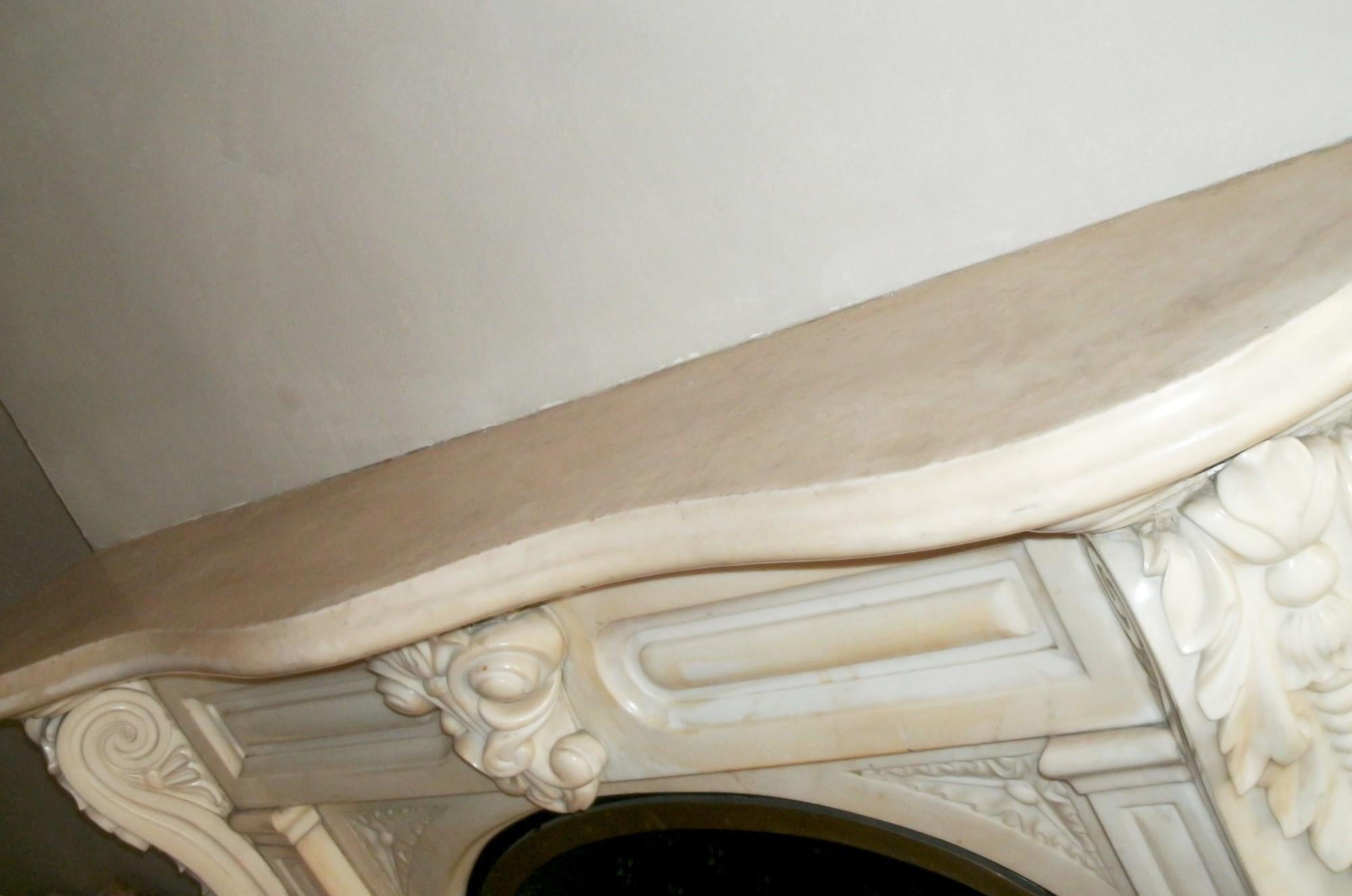 19th Century 1800s Victorian Carved Statuary White Marble Mantel Original to NYC Townhouse For Sale