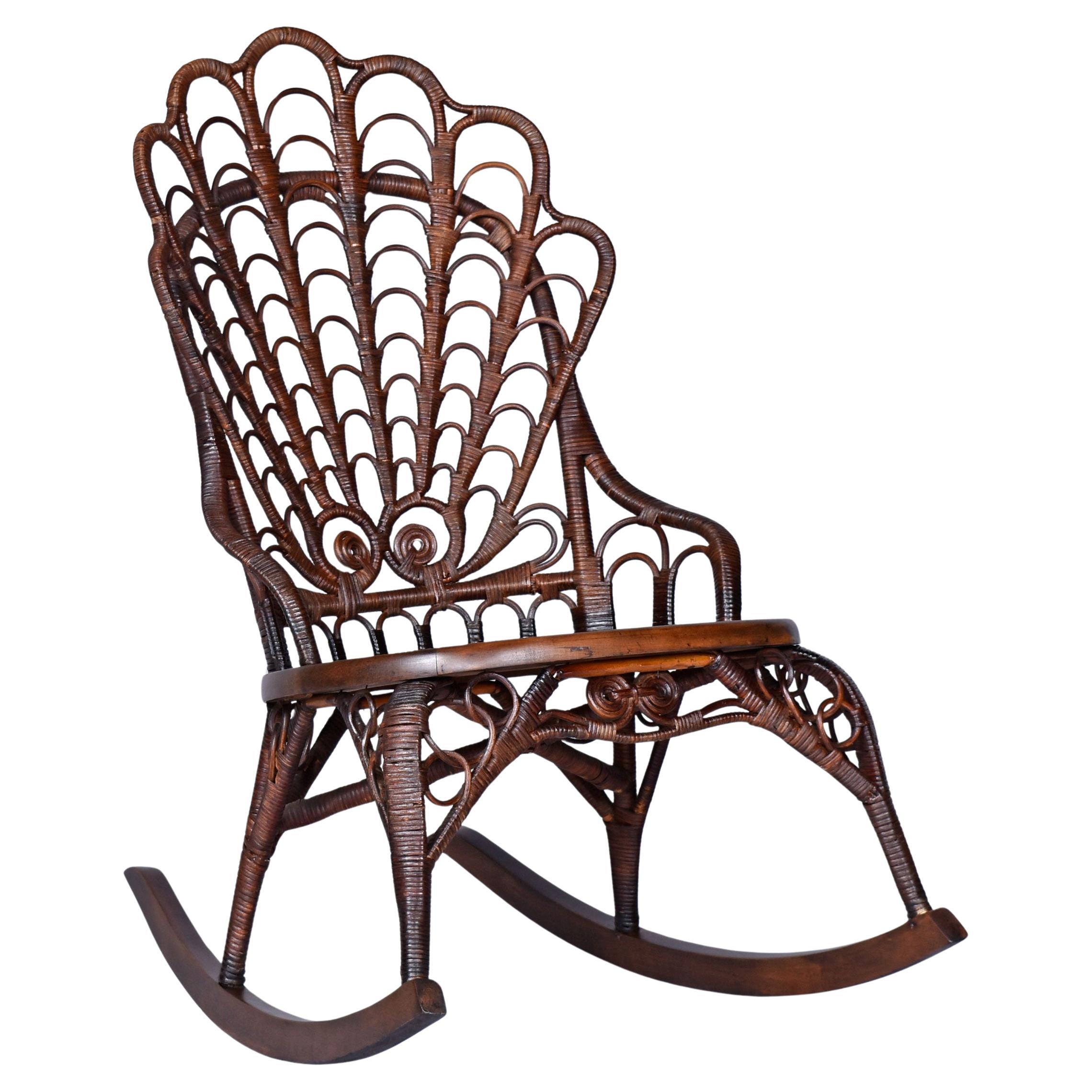 1800's Victorian Wicker Rocking Chair by Heywood-Wakefield or J.C. Berrien