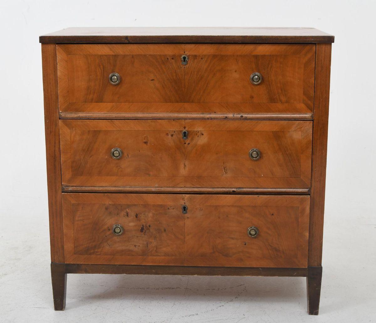 Gustavian 1800s Walnut Bureau