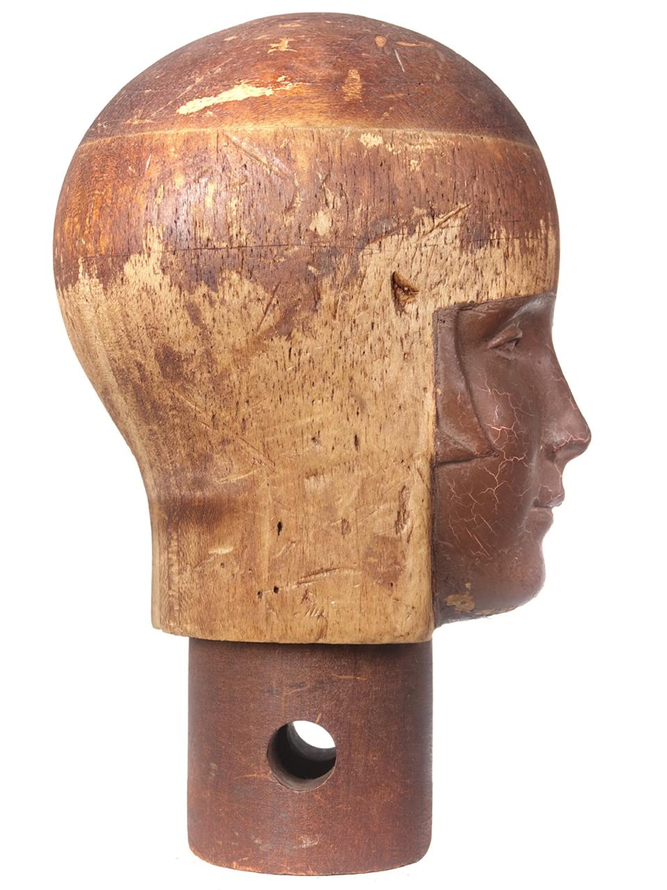 Industrial 1800s Wig Makers Most Beautiful Wooden Head