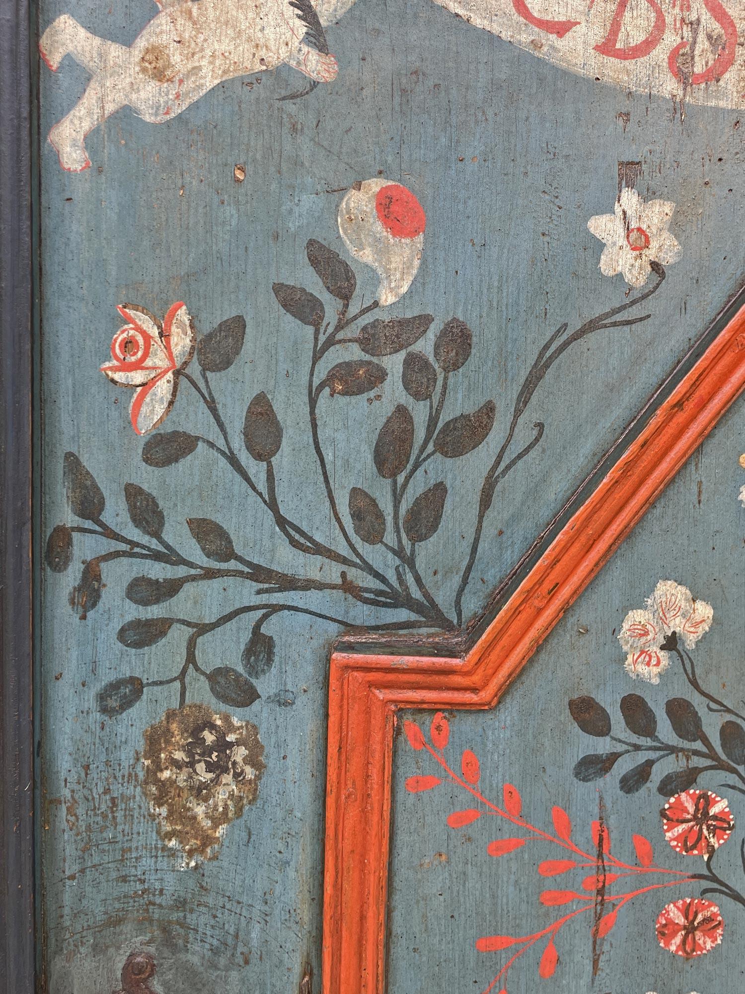 1801 Blue Floral Painted Cabinet 3