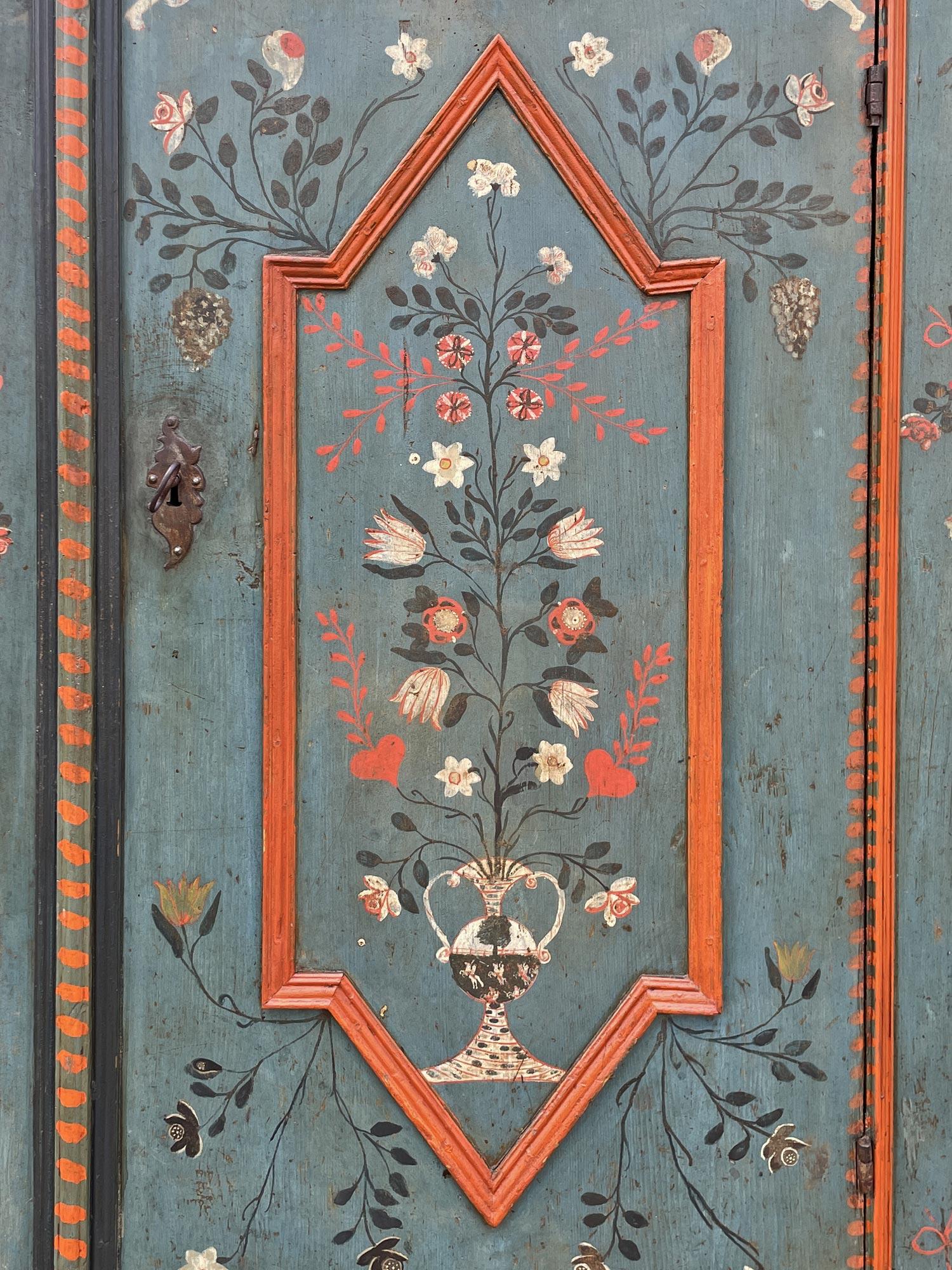1801 Blue Floral Painted Cabinet 7