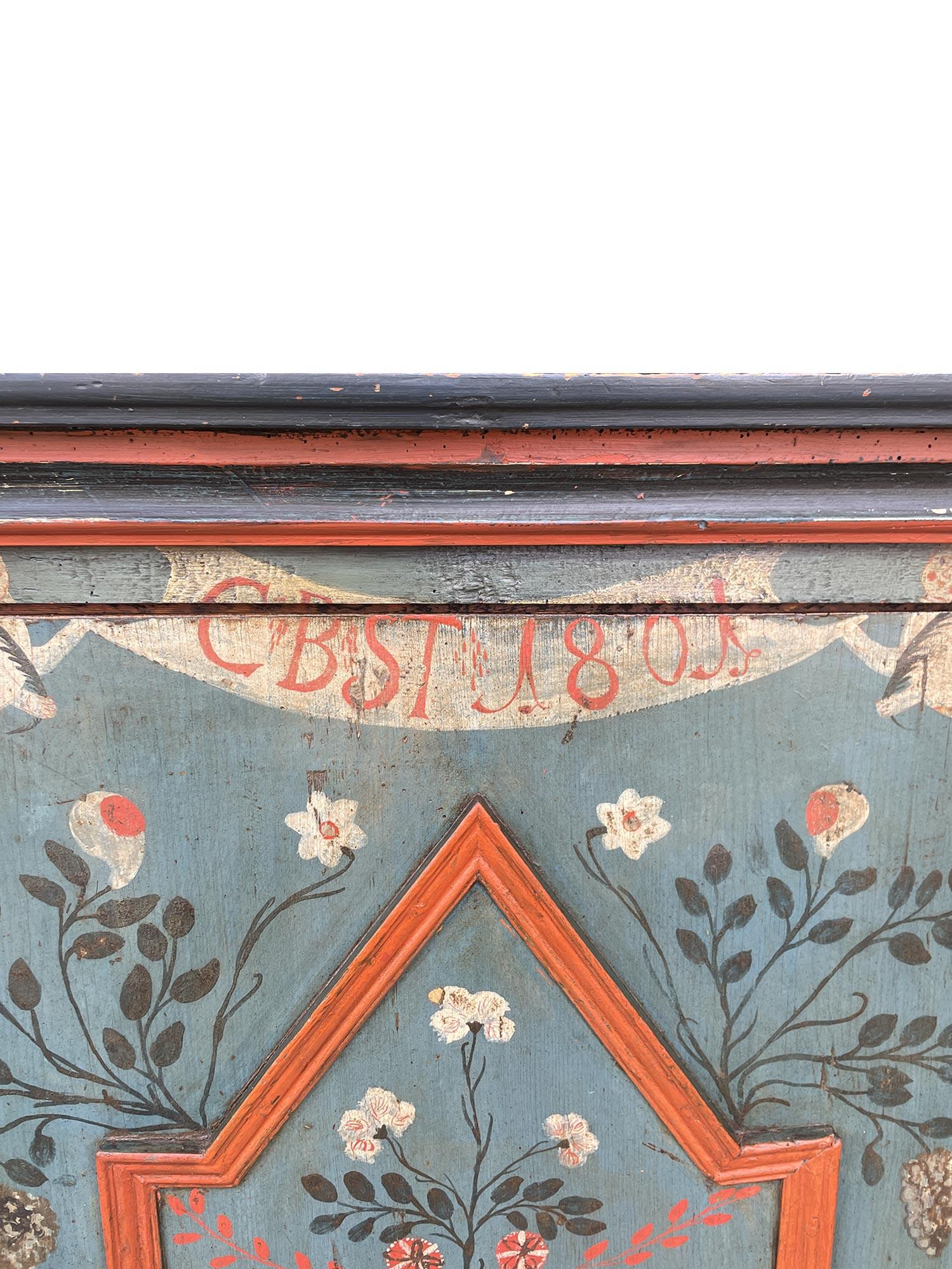 1801 Blue Floral Painted Cabinet 1