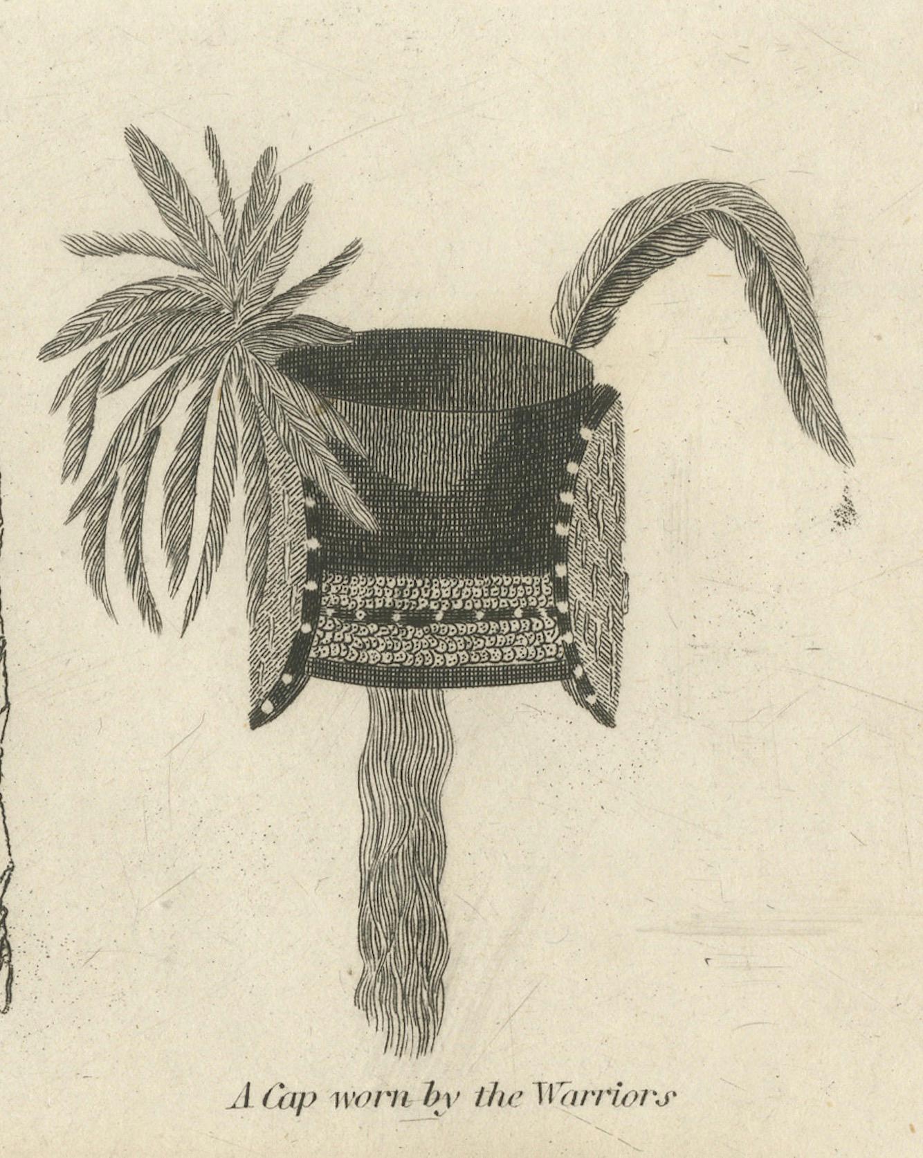 Gravur von neuen Caledonian Implements und Attire aus dem Jahr 1801 (Frühes 19. Jahrhundert) im Angebot