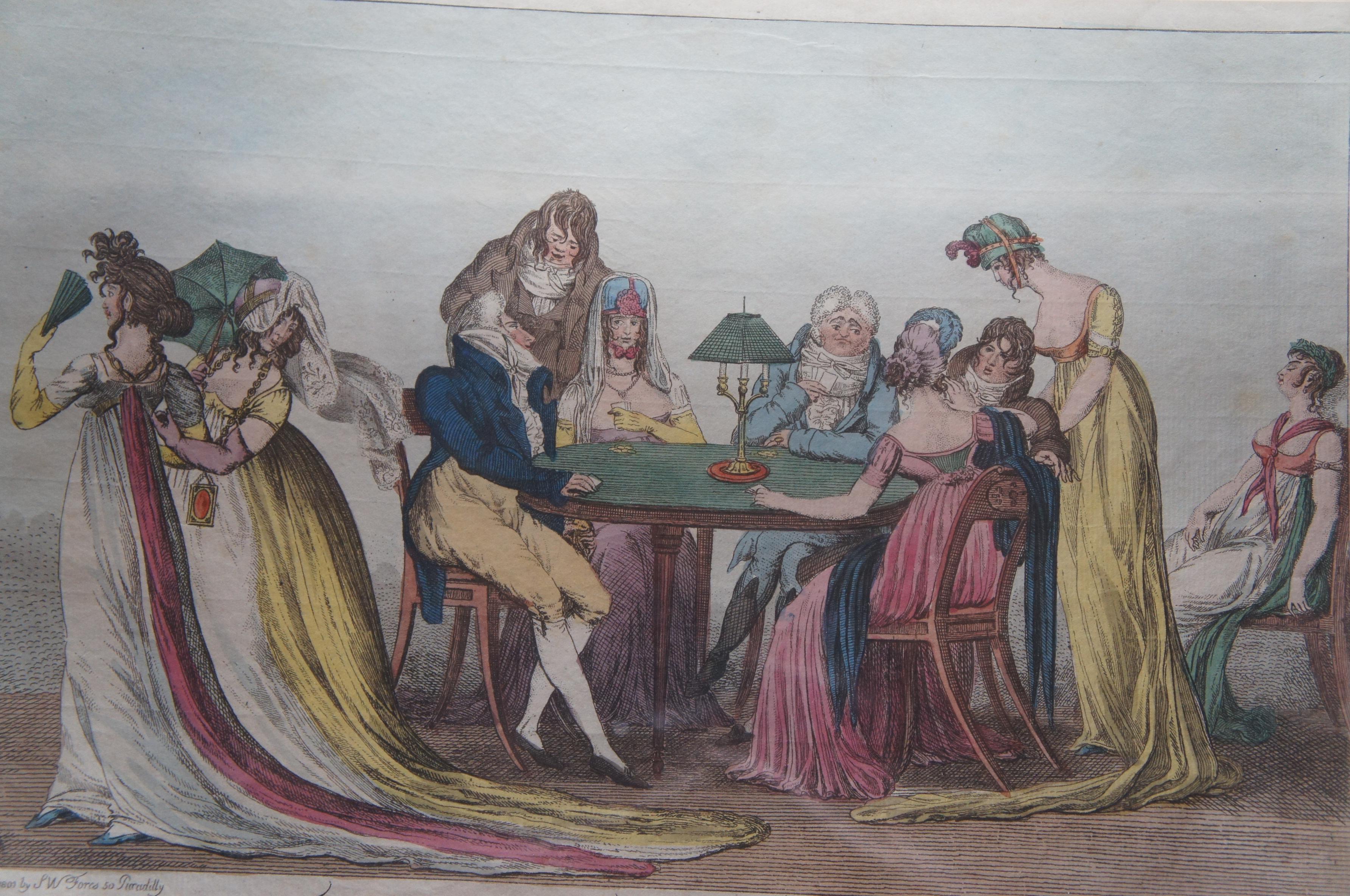 1801 French Martinet Fores Satirical Supreme Bon Ton Card Game Etching 1