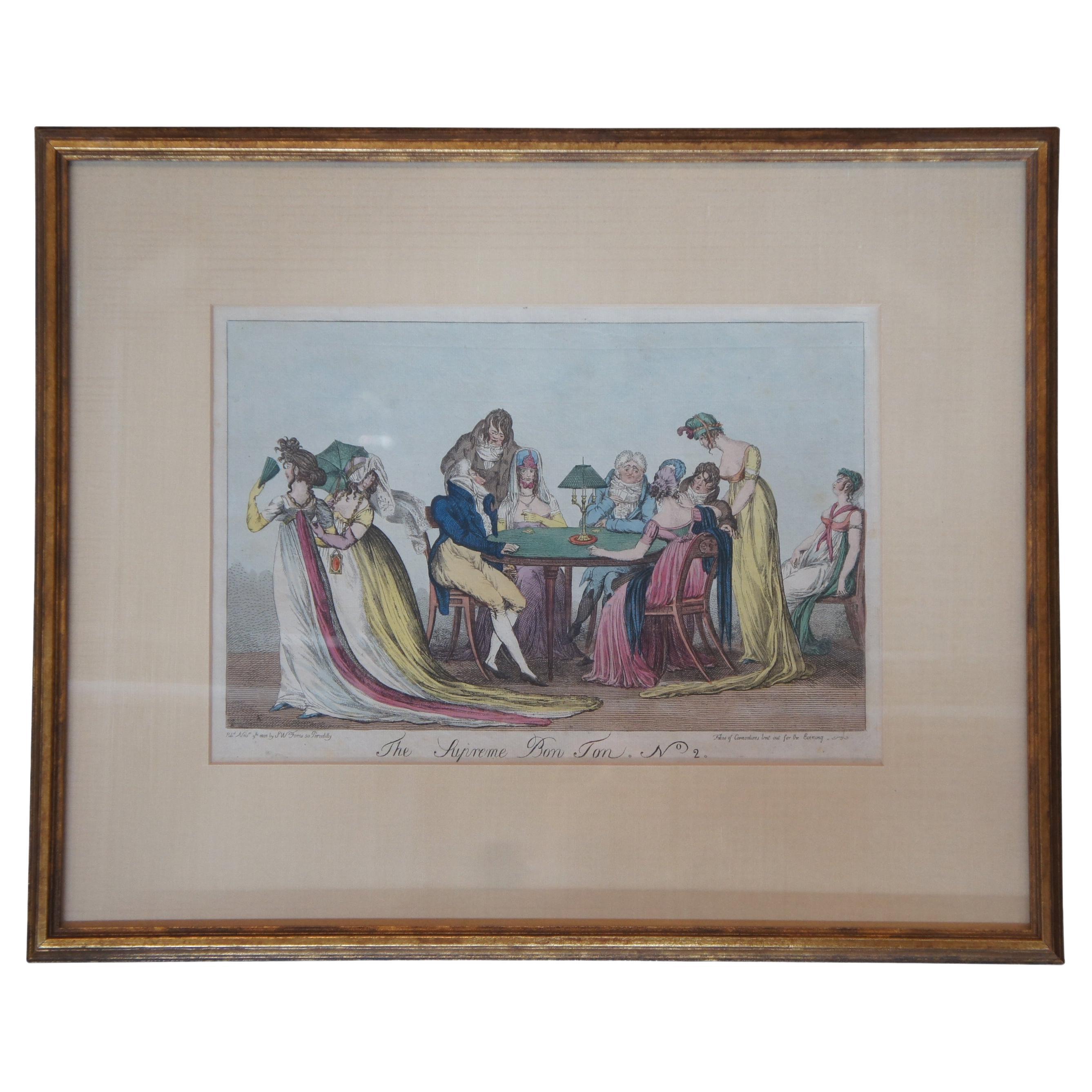 1801 French Martinet Fores Satirical Supreme Bon Ton Card Game Etching