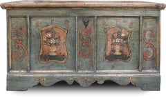 1801 Green Floral Painted Blanket Chest