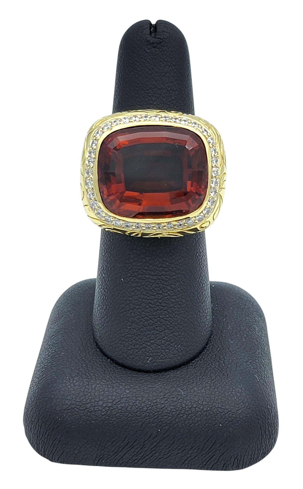 Anello Cocktail con quarzo citrino Madeira da 18,02 carati e diamanti in oro 18 carati in vendita 5