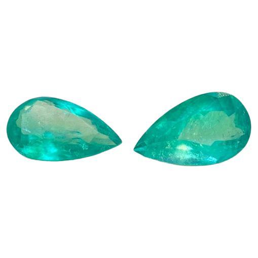 18.02 Cts Pear Shape Colombian Emerald Pair For Sale