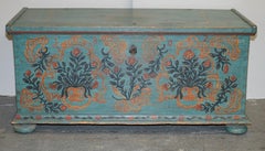 1802 Dated Huge Antique Original Paint European Blanket Chest Coffer Trunk
