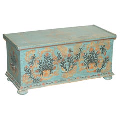 1802 datiert RIESIGE ANTIQUE ORIGINAL PAiNT EUROPEAN BLANKET CHEST COFFER TRUNK