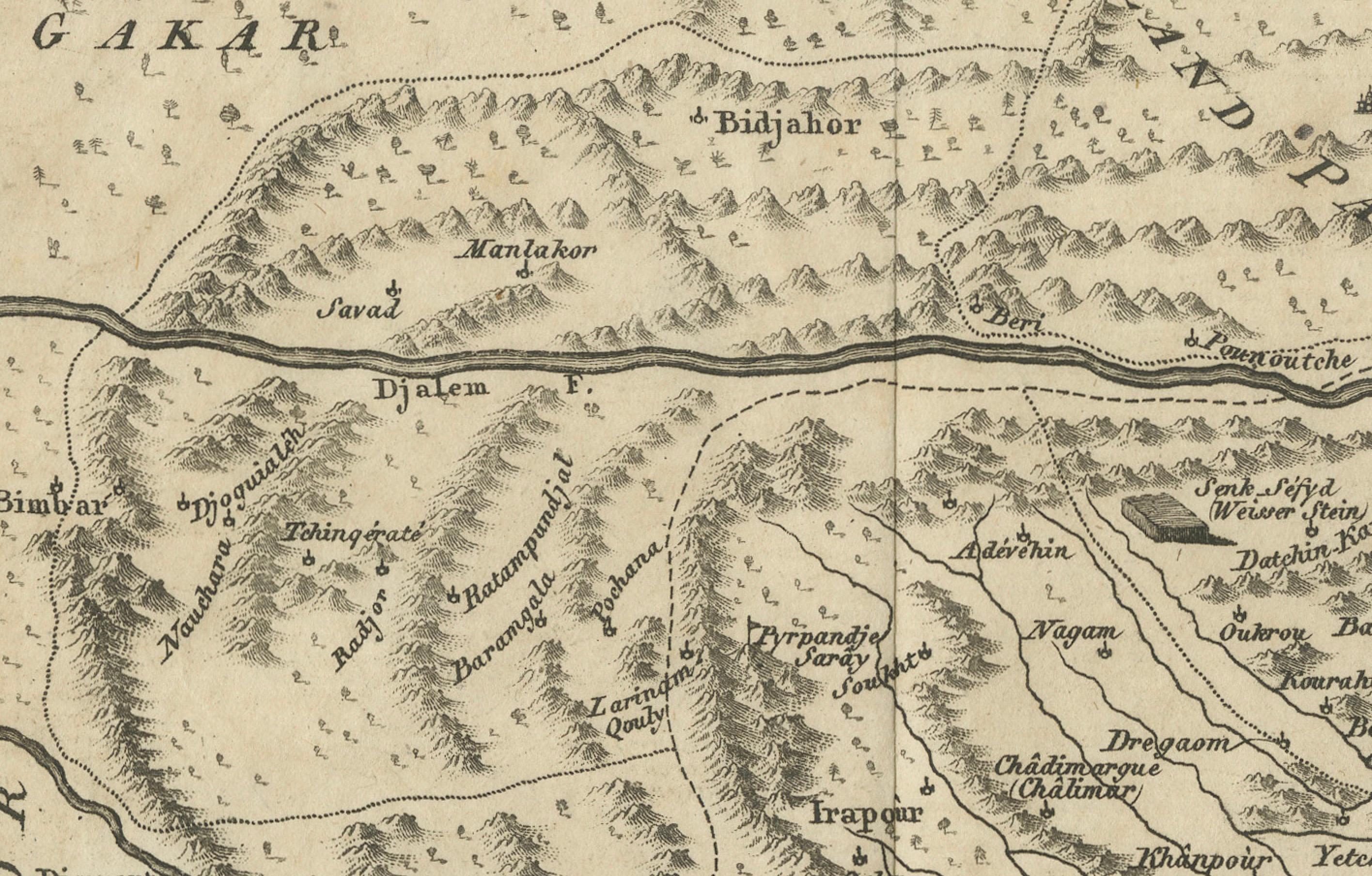 1802 Deutsche Karte von Kaschmir und den umliegenden Gebieten von Weimar, basierend auf Gentil (Graviert) im Angebot