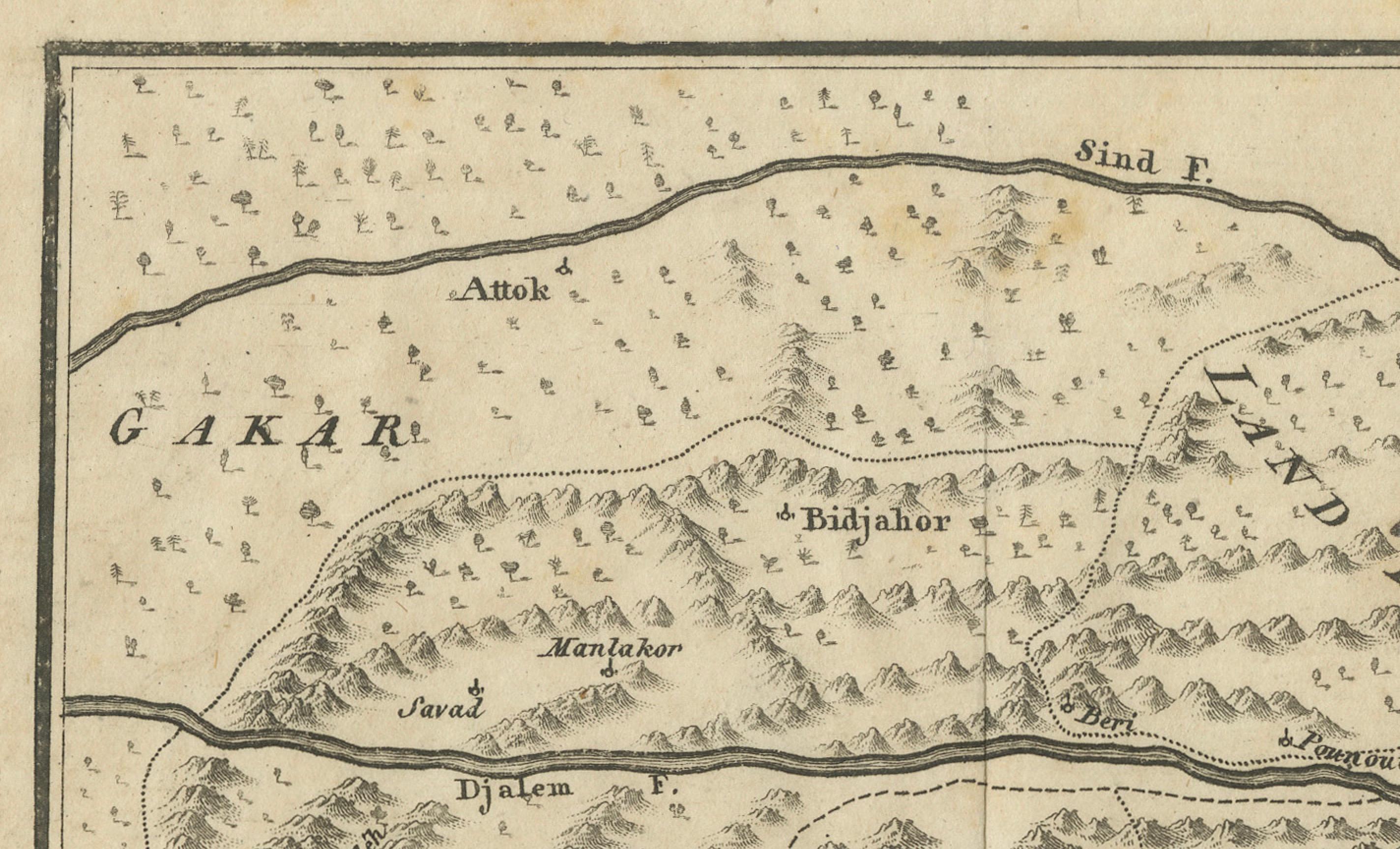 1802 Deutsche Karte von Kaschmir und den umliegenden Gebieten von Weimar, basierend auf Gentil im Zustand „Gut“ im Angebot in Langweer, NL