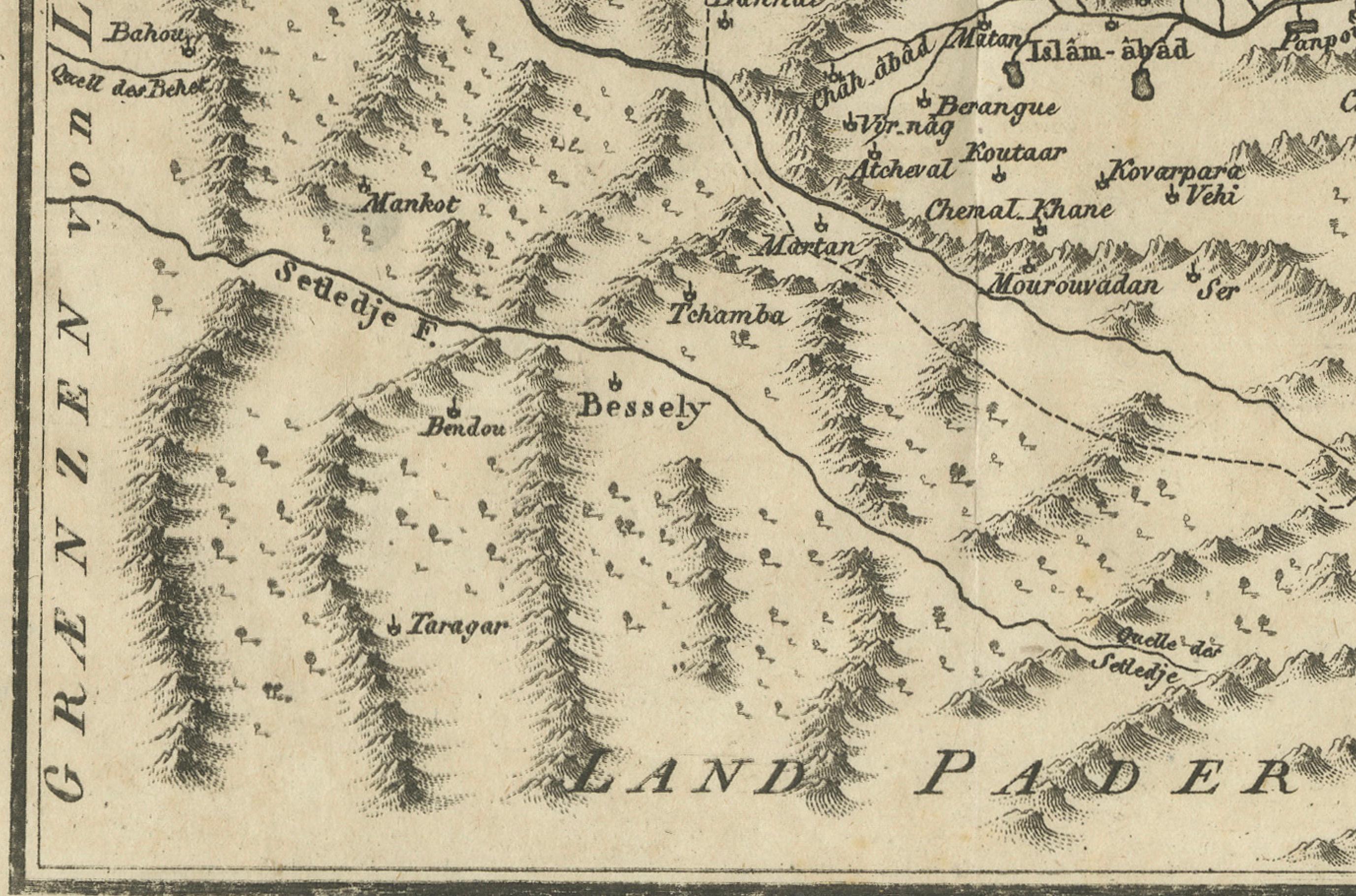 1802 Deutsche Karte von Kaschmir und den umliegenden Gebieten von Weimar, basierend auf Gentil (Frühes 19. Jahrhundert) im Angebot