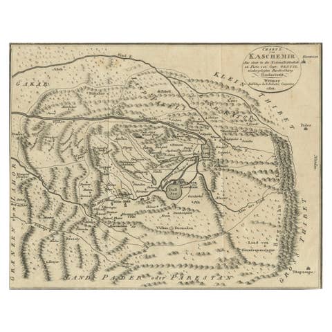 1802 German Map of Kashmir and Surrounding Regions by Weimar, Based on Gentil