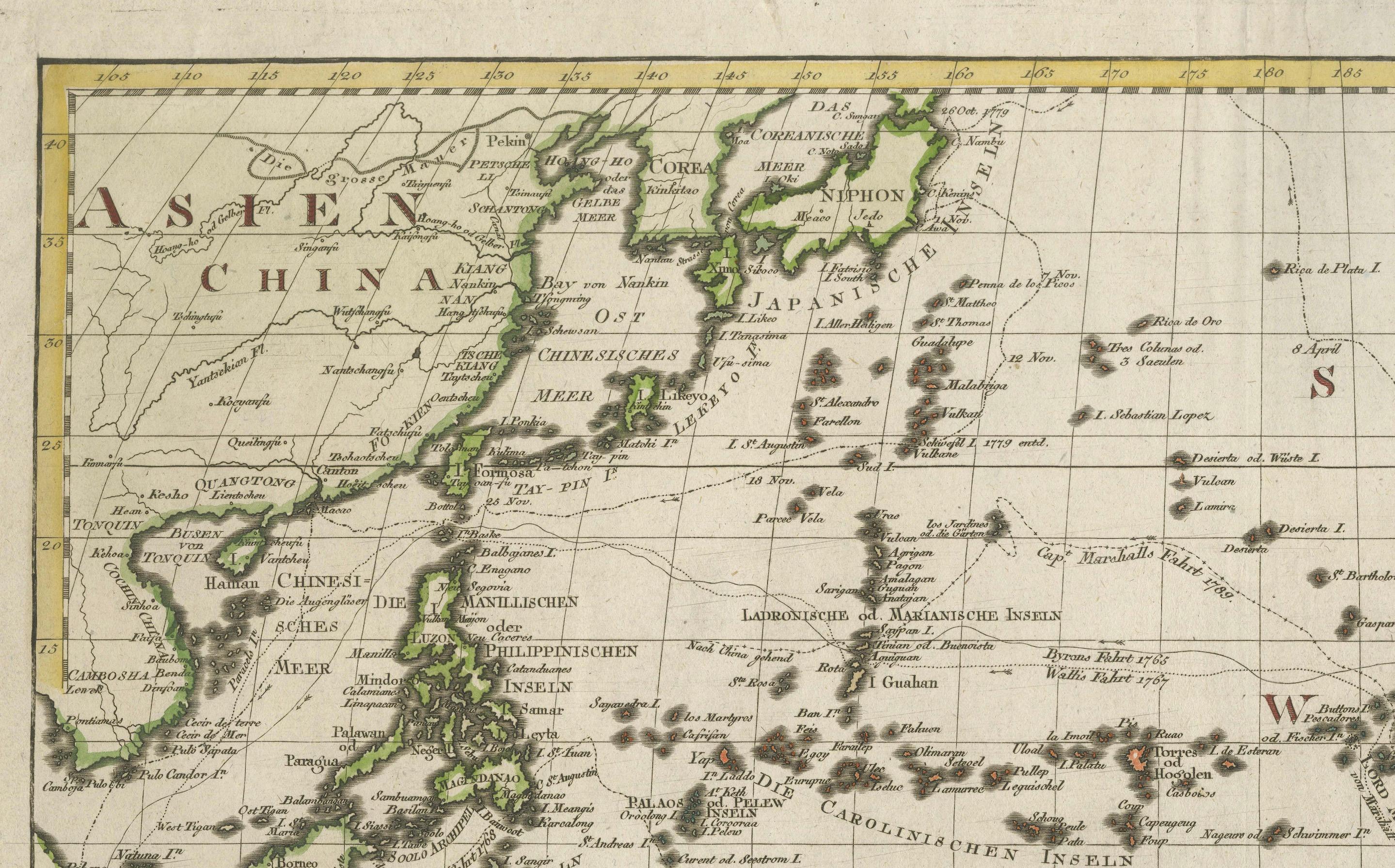Engraved 1802 Map of Australasia and the South Pacific - European Exploration Routes For Sale