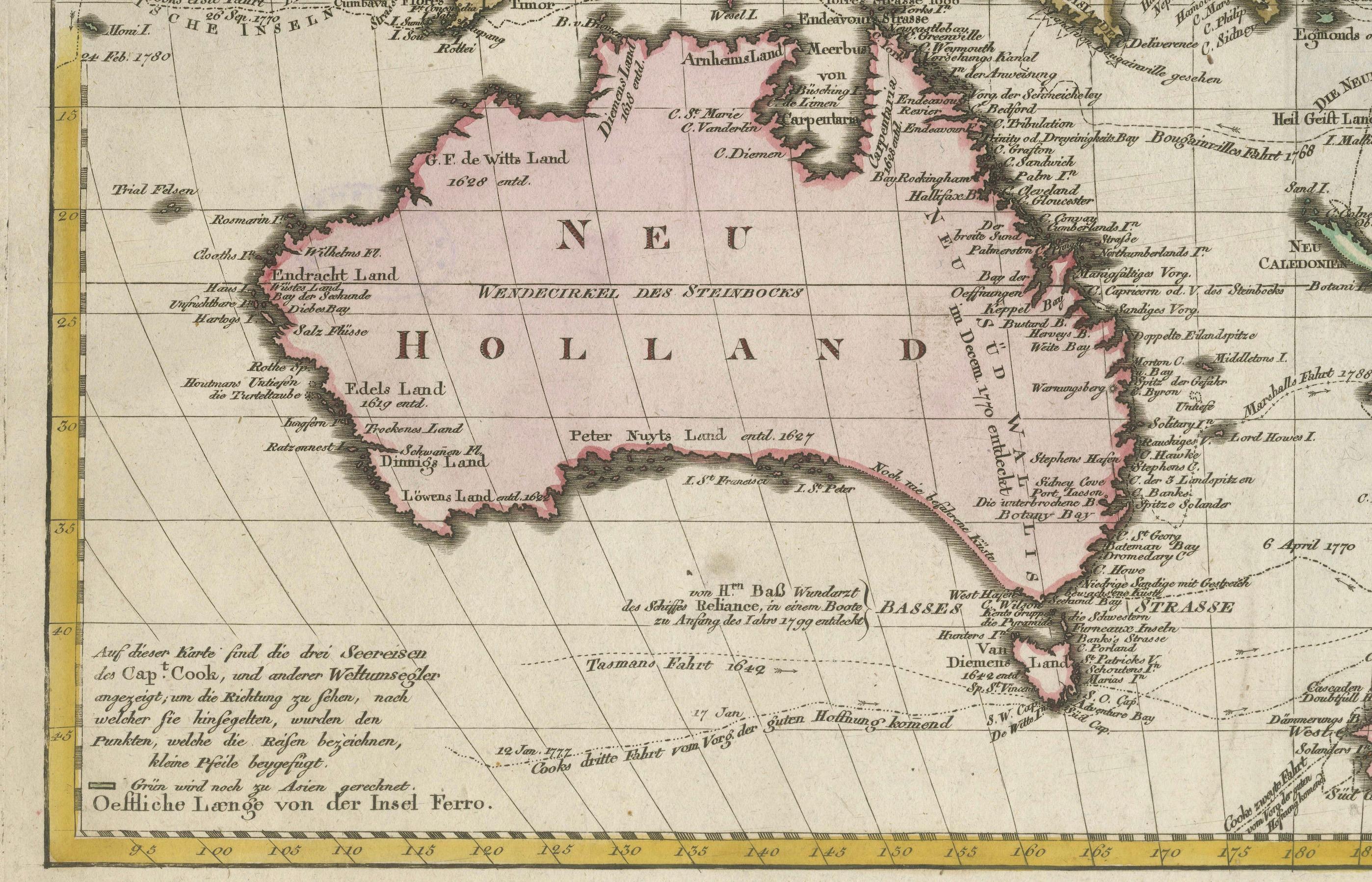 Early 19th Century 1802 Map of Australasia and the South Pacific - European Exploration Routes For Sale