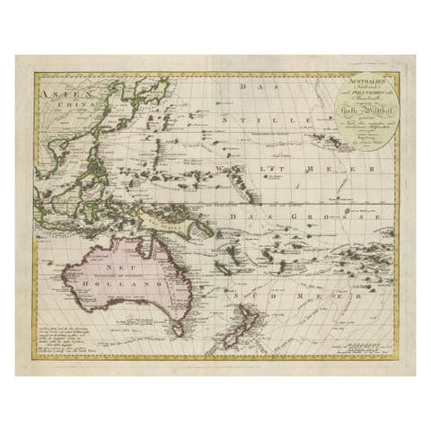 1802 Map of Australasia and the South Pacific - European Exploration Routes