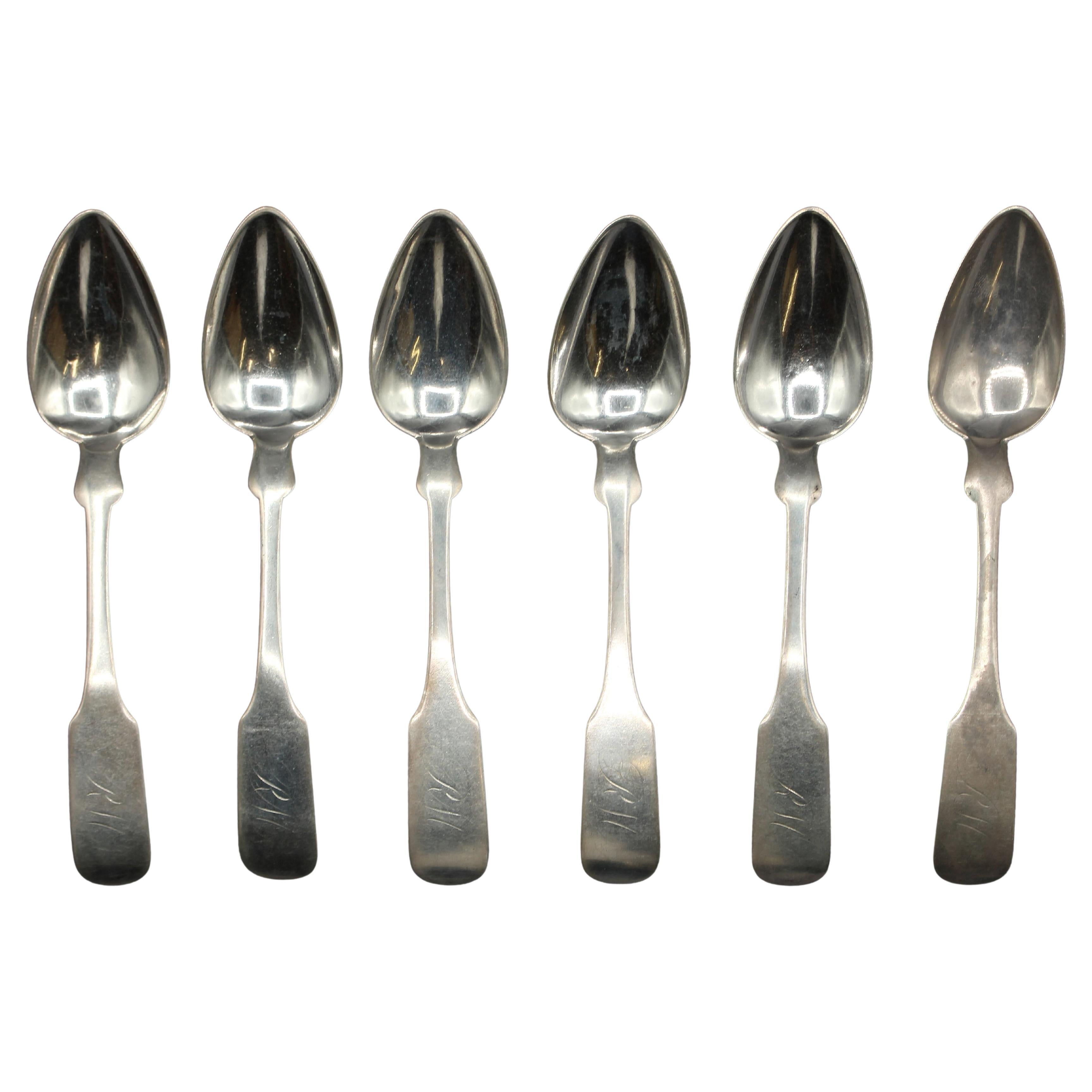 1803-1806 Set di 6 cucchiaini d'argento con moneta di Charles Davison in vendita