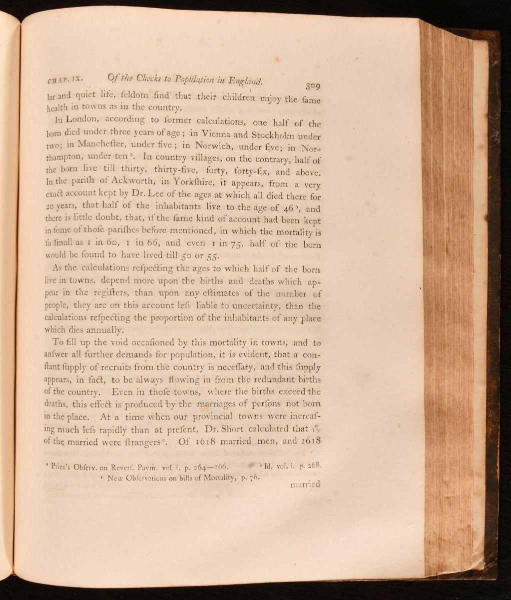 Paper 1803 An Essay on the Principle of Population or, a View of its Past and Present For Sale
