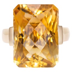 18.03 Carat Citrine Fancy Ring in 18Karat Yellow Gold with White Diamond