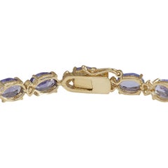 Timeless Natural Tanzanite Diamond Bracelet In 14 Karat Yellow Gold
