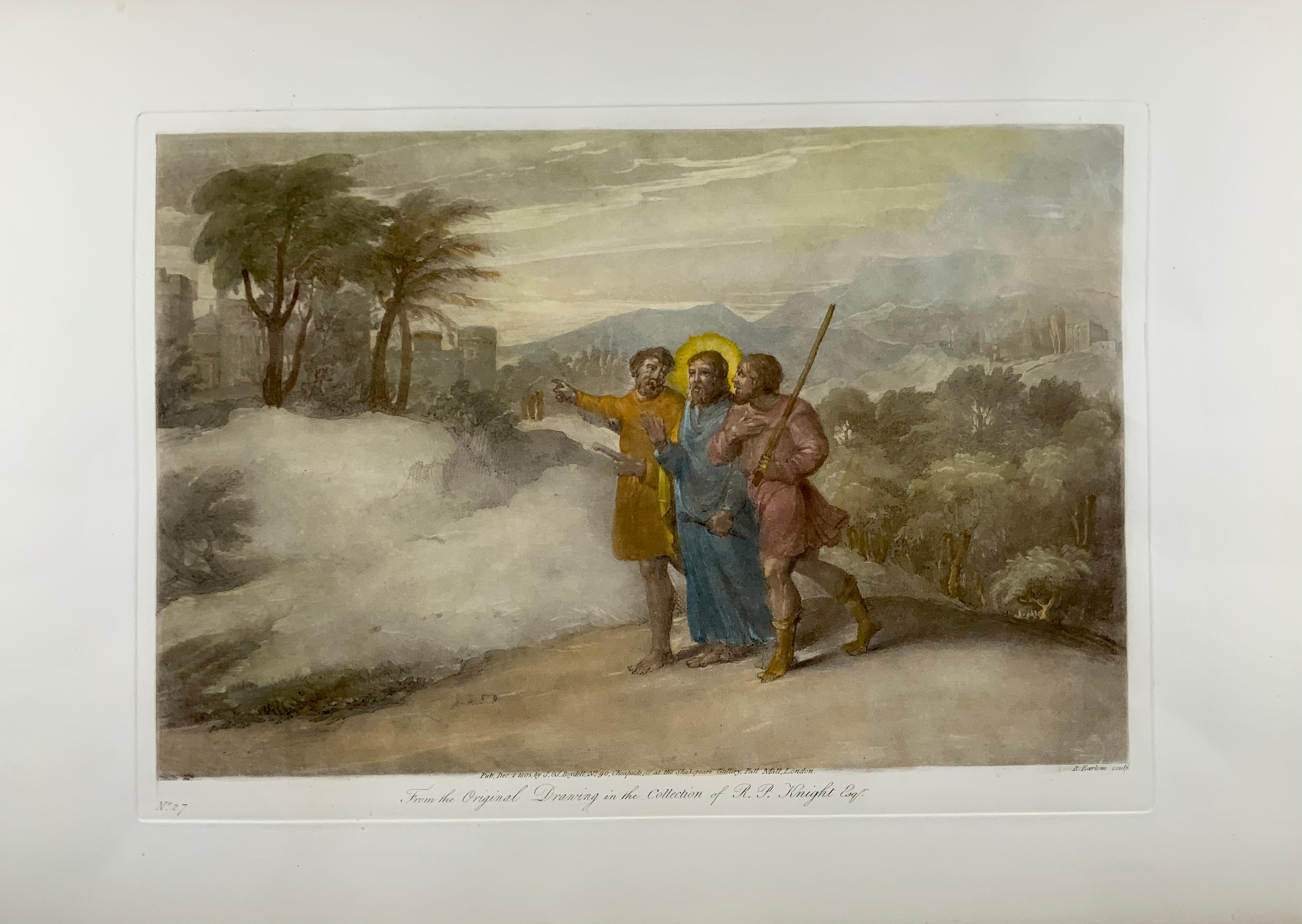 Georgien En 1803 Christ & His Disciples - Richard Earlom d'après Claude Lorraine - Mezzotint en vente
