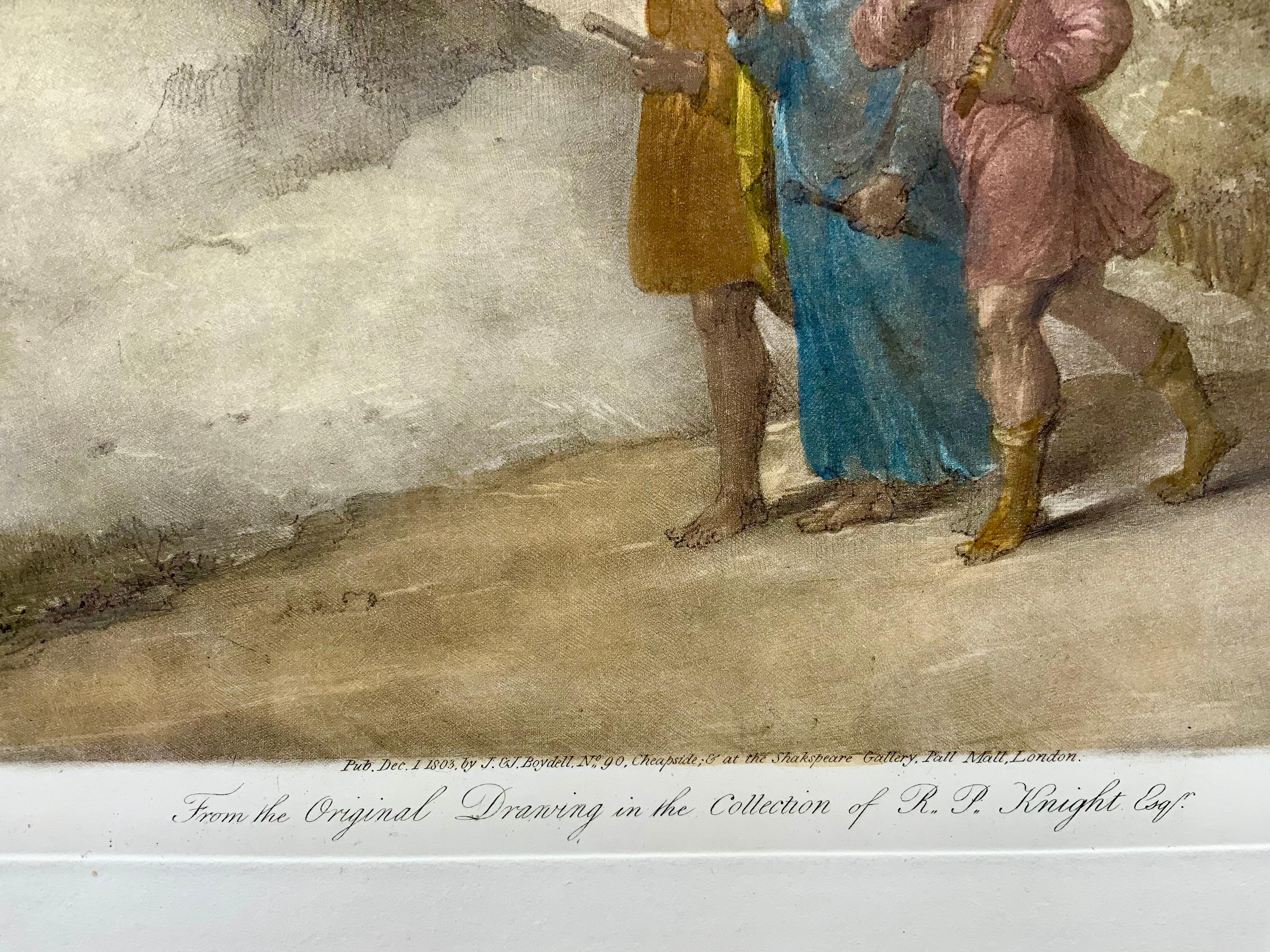British 1803 Christ & His Disciples - Richard Earlom after Claude Lorraine - Mezzotint For Sale