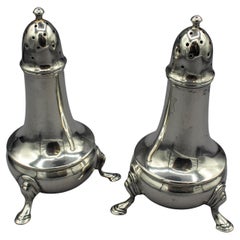 1804 Coppia di portapepe inglesi in argento sterling di Thomas Wallis II