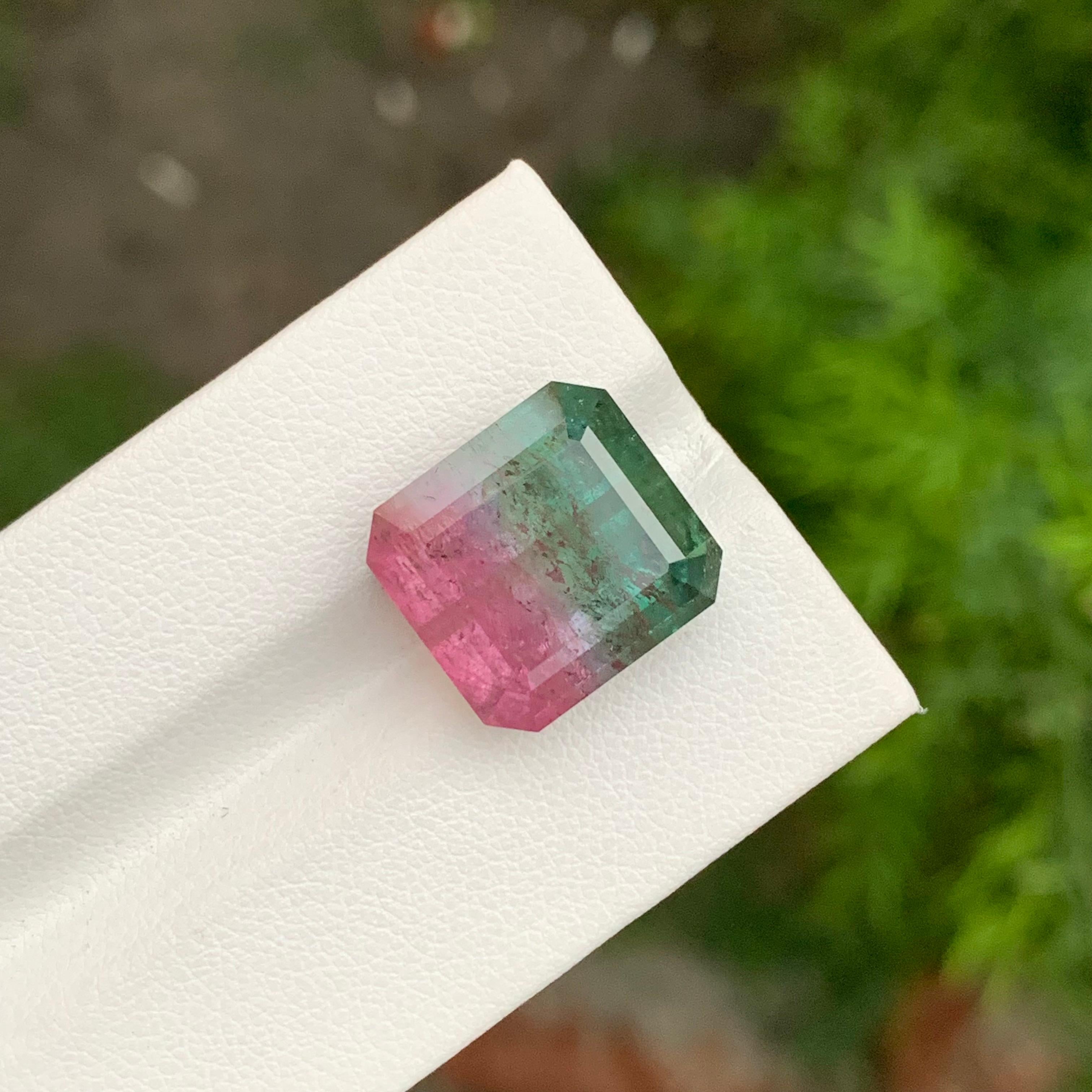 18.05 Carat Natural Loose Bi Colour Tourmaline Emerald Shape Gem For Necklace For Sale 4