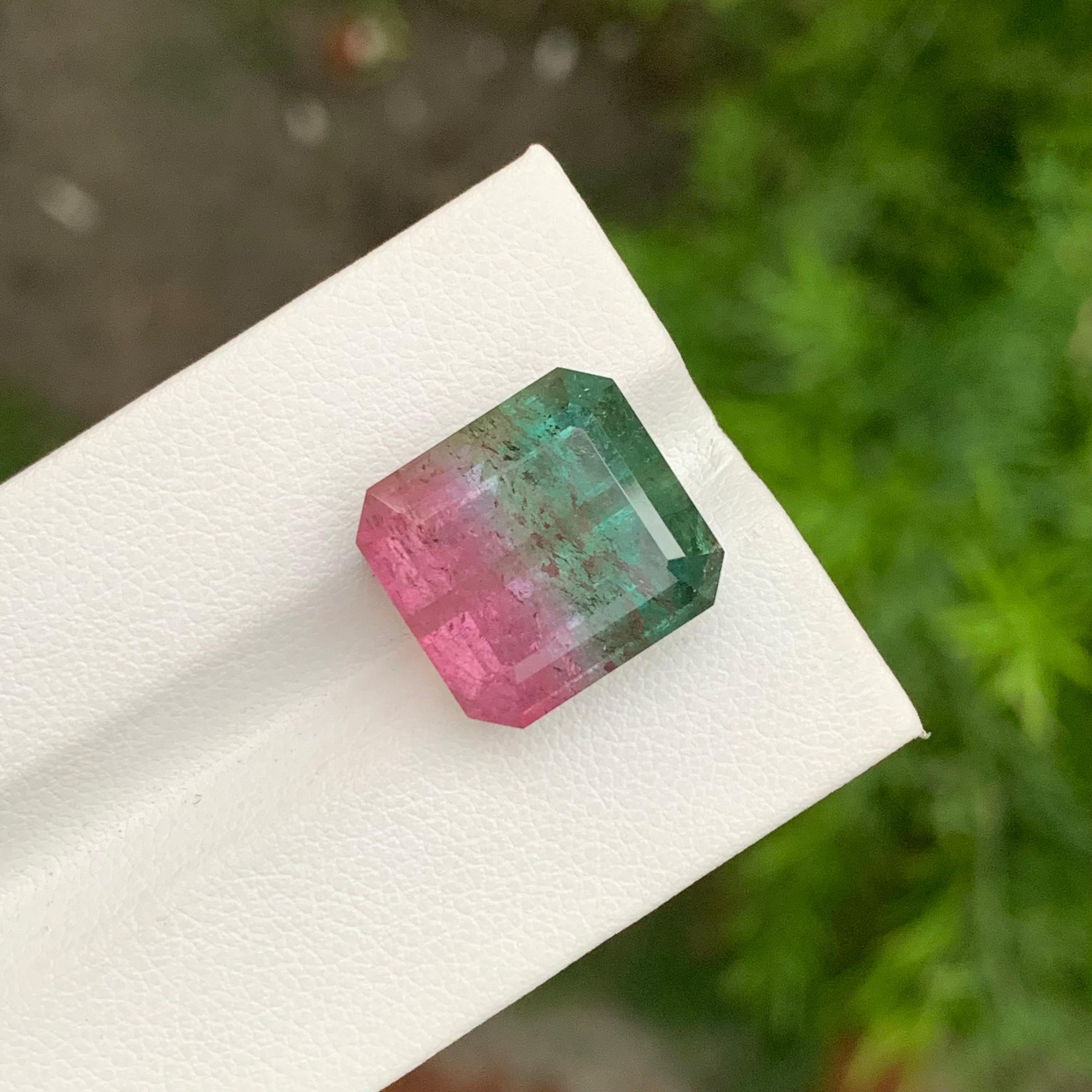 18.05 Carat Natural Loose Bi Colour Tourmaline Emerald Shape Gem For Necklace For Sale 5