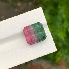 18.05 Carat Natural Loose Bi Colour Tourmaline Emerald Shape Gem For Necklace