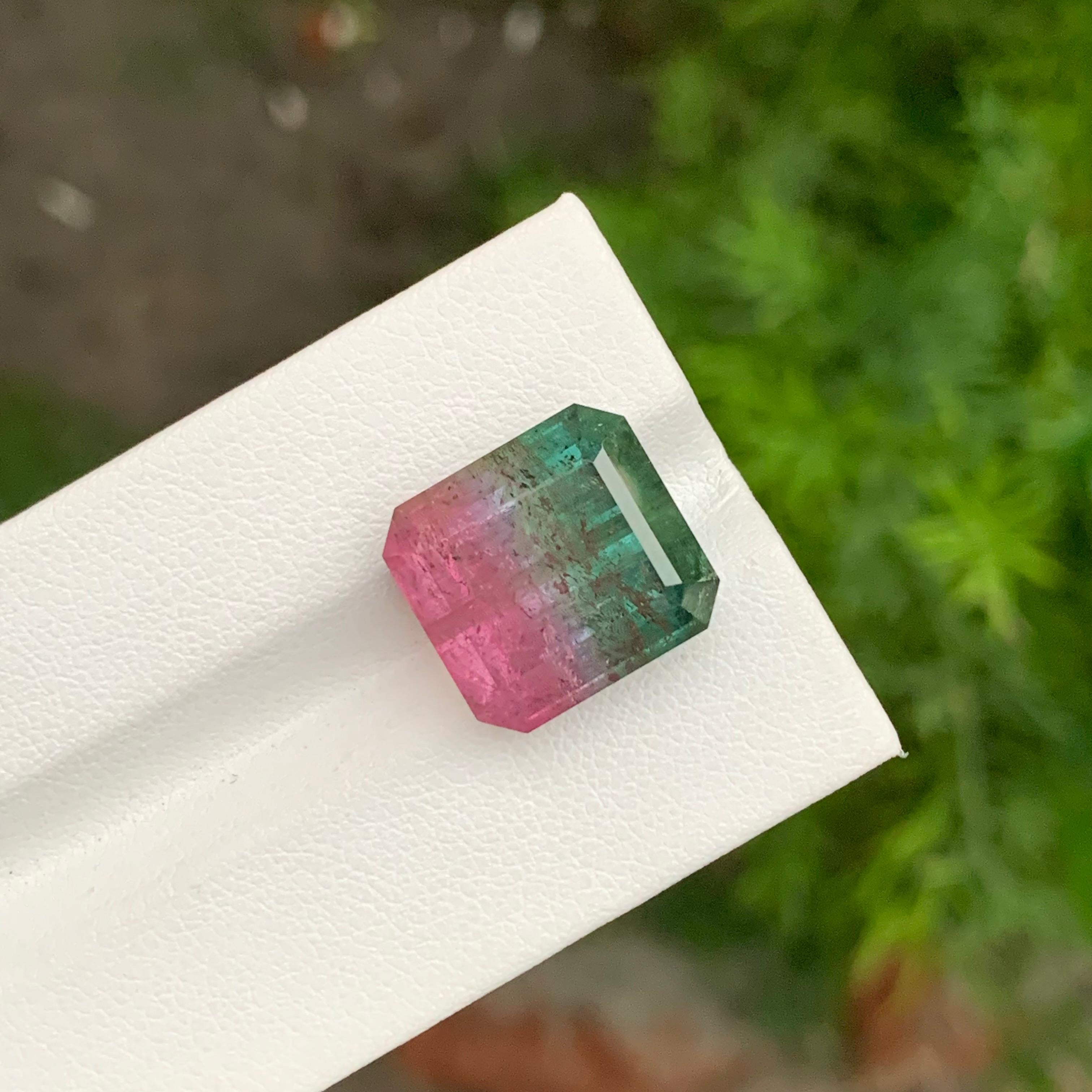 Emerald Cut 18.05 Carat Natural Loose Bi Colour Tourmaline Emerald Shape Gem For Necklace For Sale
