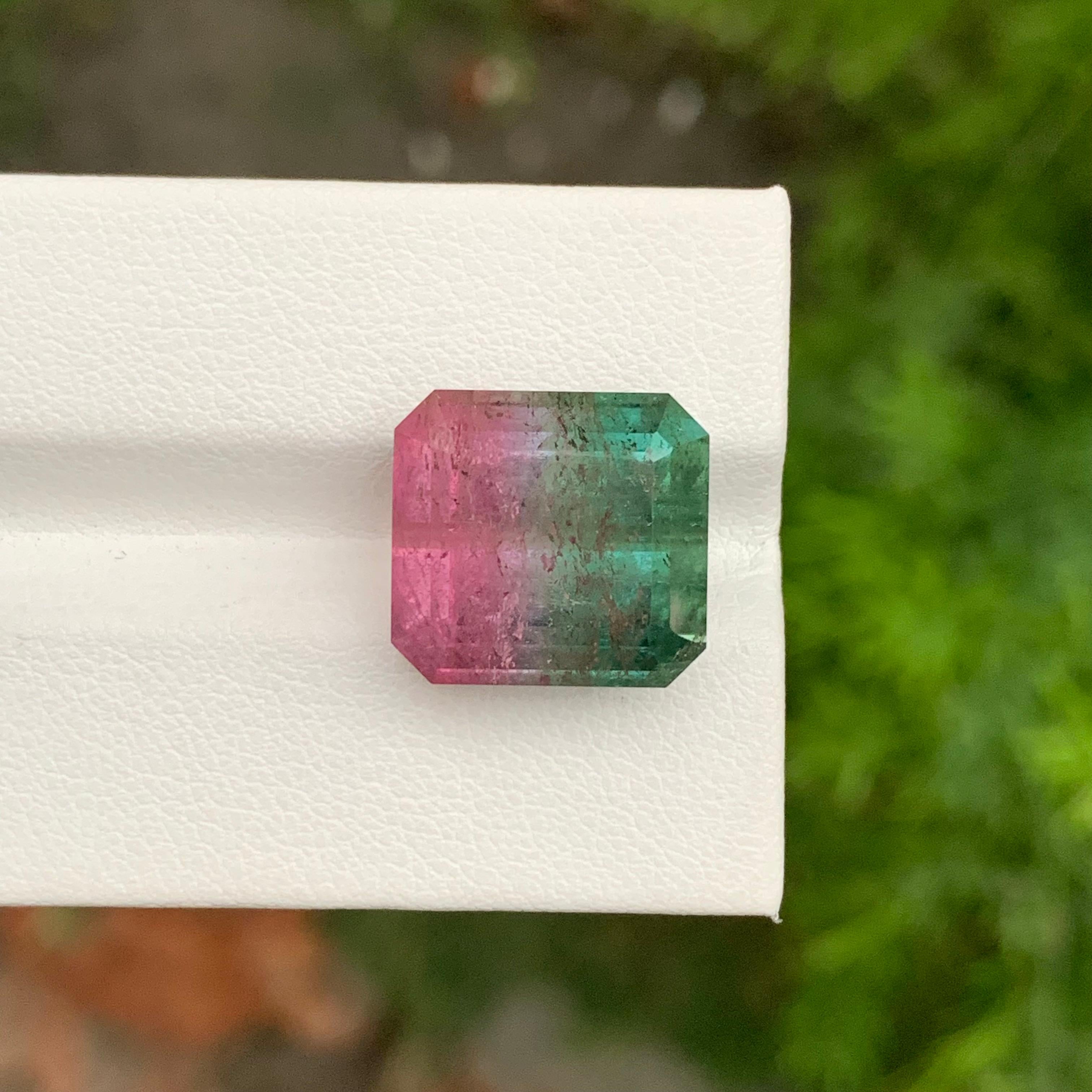 18.05 Carat Natural Loose Bi Colour Tourmaline Emerald Shape Gem For Necklace For Sale 1