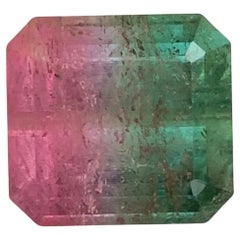 18.05 Carat Natural Loose Bi Colour Tourmaline Emerald Shape Gem For Necklace