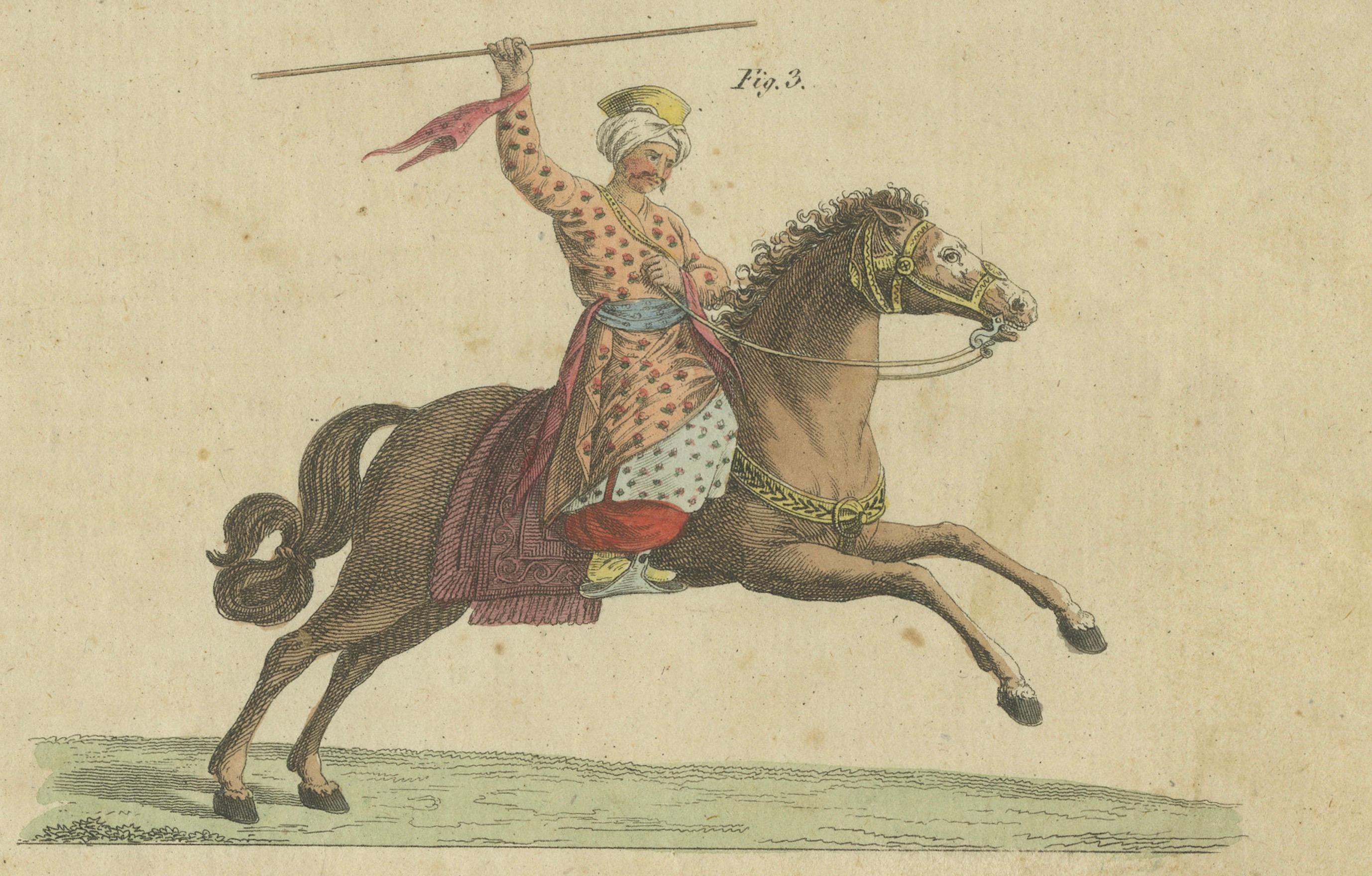 1805 Incisione colorata a mano di costumi orientali da F.J. Il lavoro di Bertuch in vendita 1