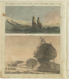 1805 Handcolored Engraving of Egyptian Monuments from Bertuch's "Bilderbuch"