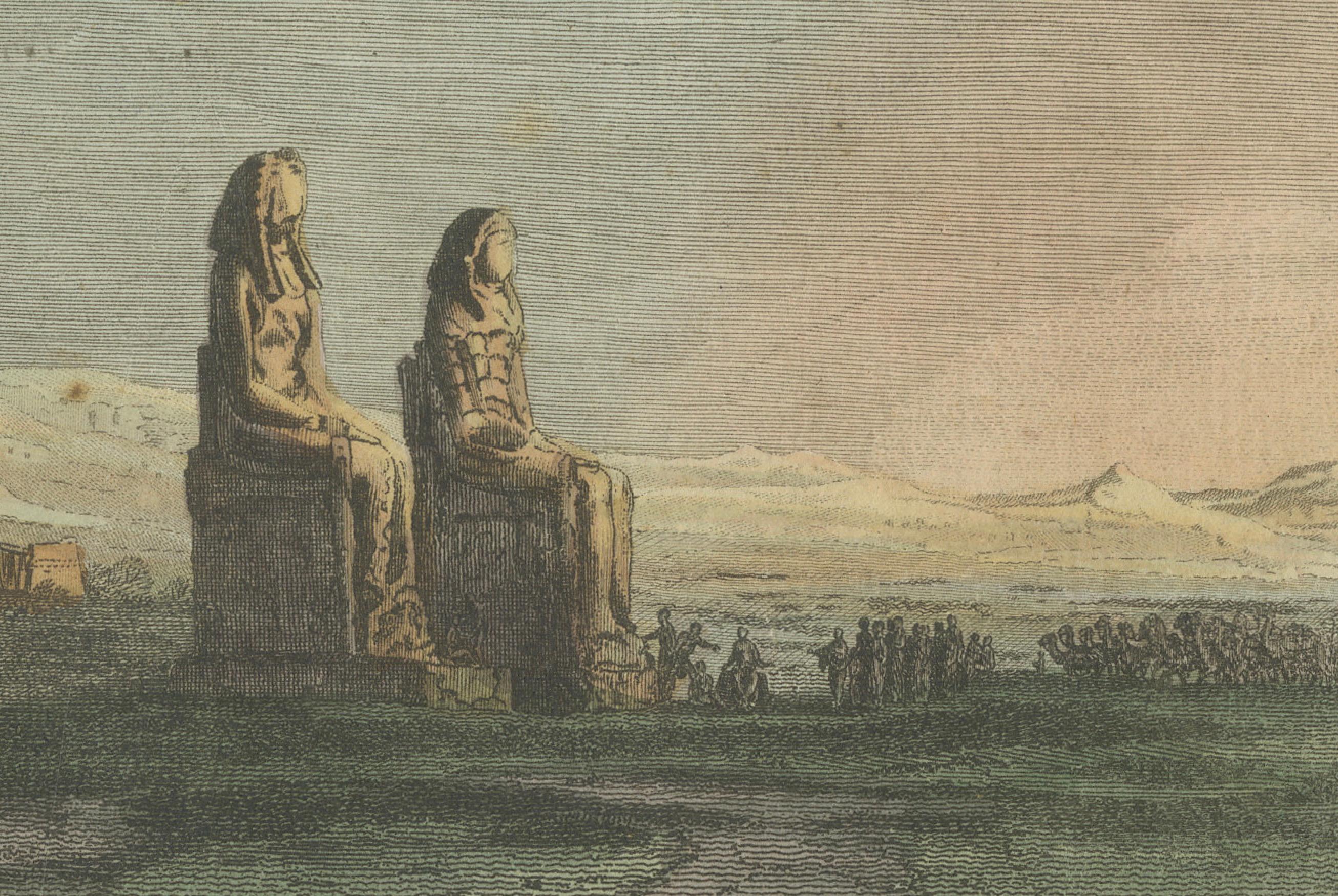 1805 Handkolorierte Gravur ägyptischer Monumente aus Bertuchs „Bilderbuch“ (Frühes 19. Jahrhundert) im Angebot