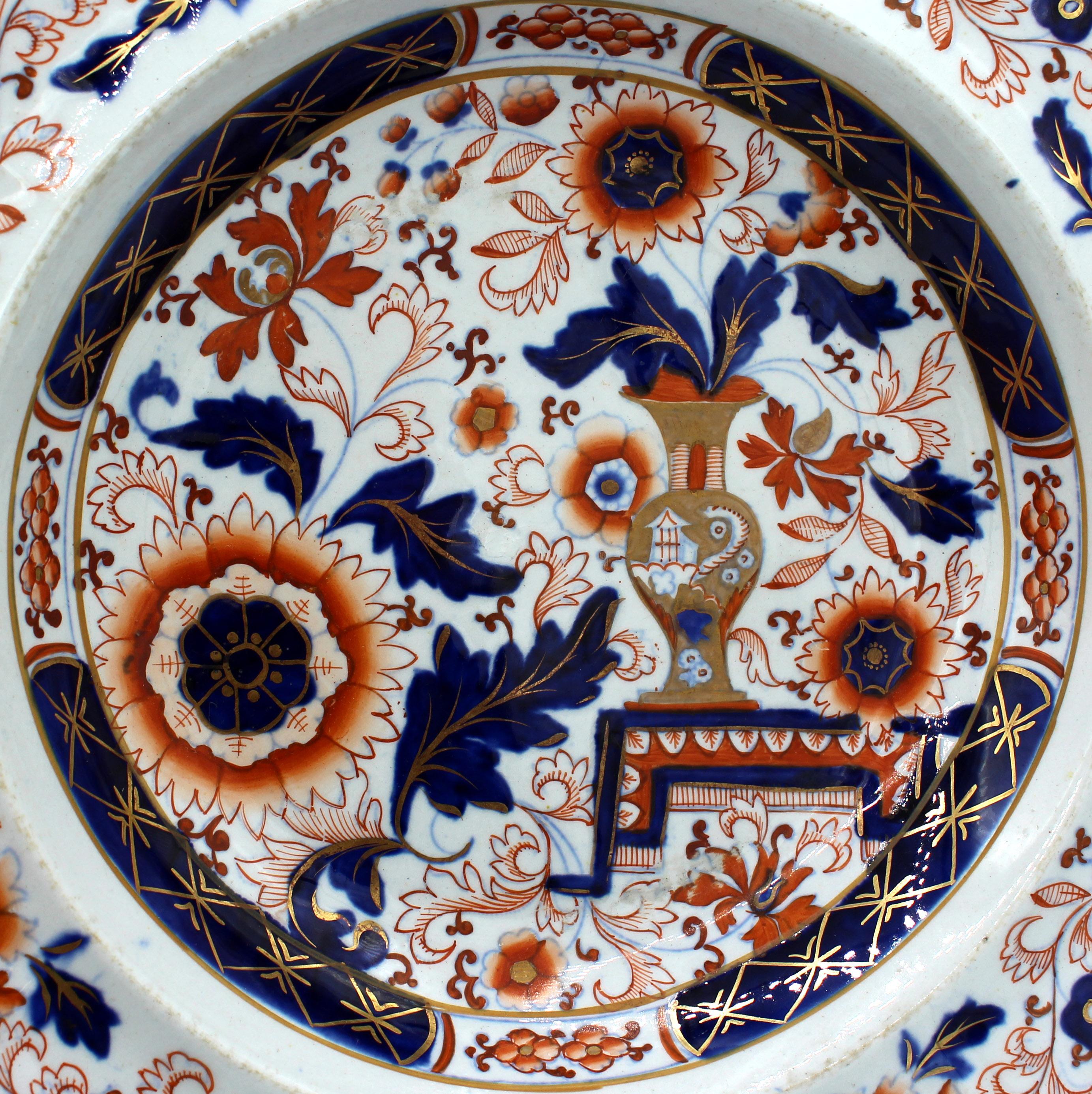 Porcellana 1806-1822 Coppia di piatti da zuppa inglesi di Hicks & Meigh