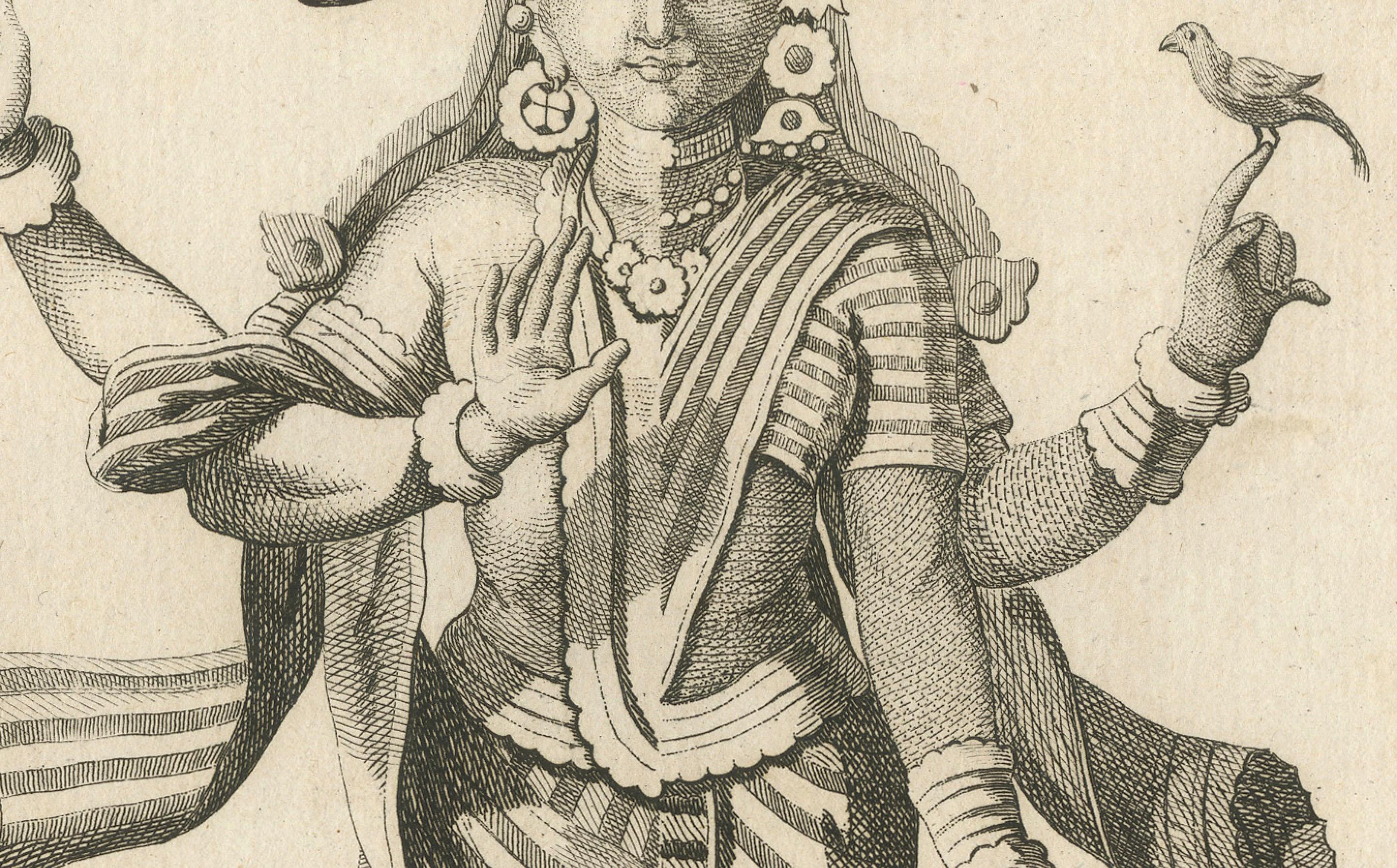 Early 19th Century 1806 Engraving: Chiven as Ardhanarishvara, Divine Union in Hindu Mythology For Sale