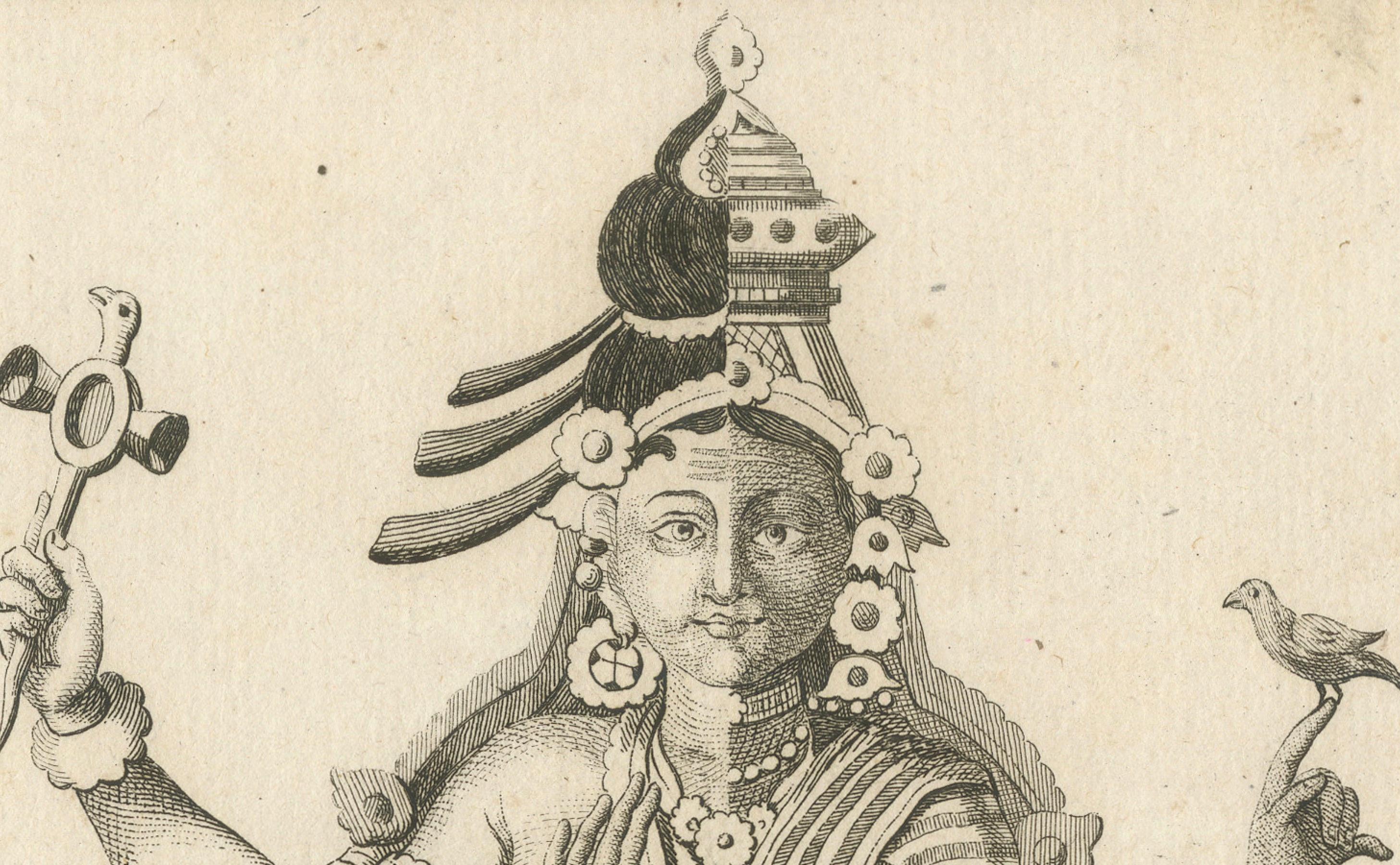 Paper 1806 Engraving: Chiven as Ardhanarishvara, Divine Union in Hindu Mythology For Sale