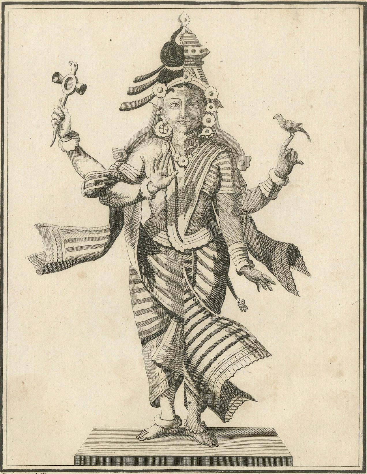 1806 Engraving: Chiven as Ardhanarishvara, Divine Union in Hindu Mythology For Sale 1